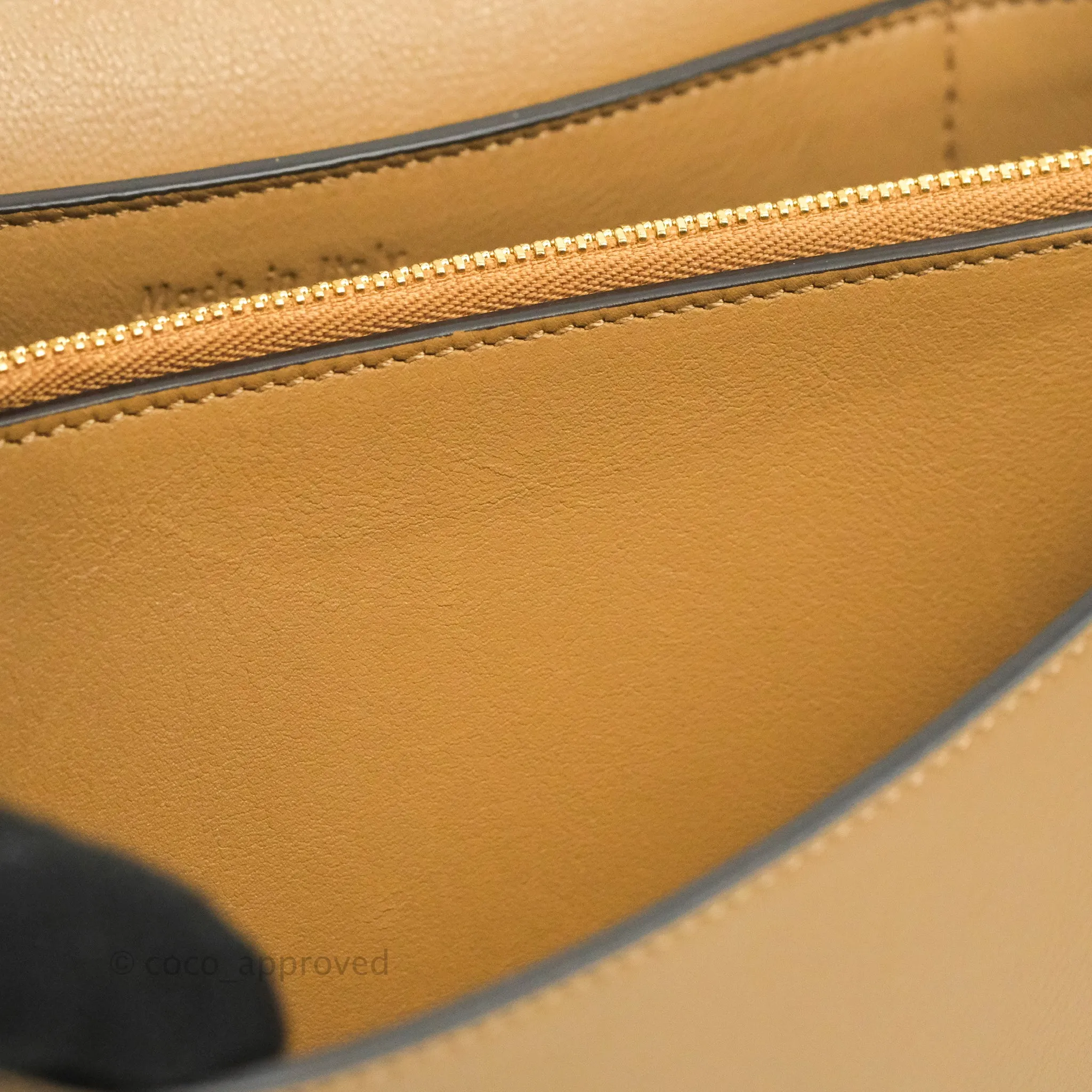Celine Frame Shoulder Bag White Brown Calfskin Gold Hardware