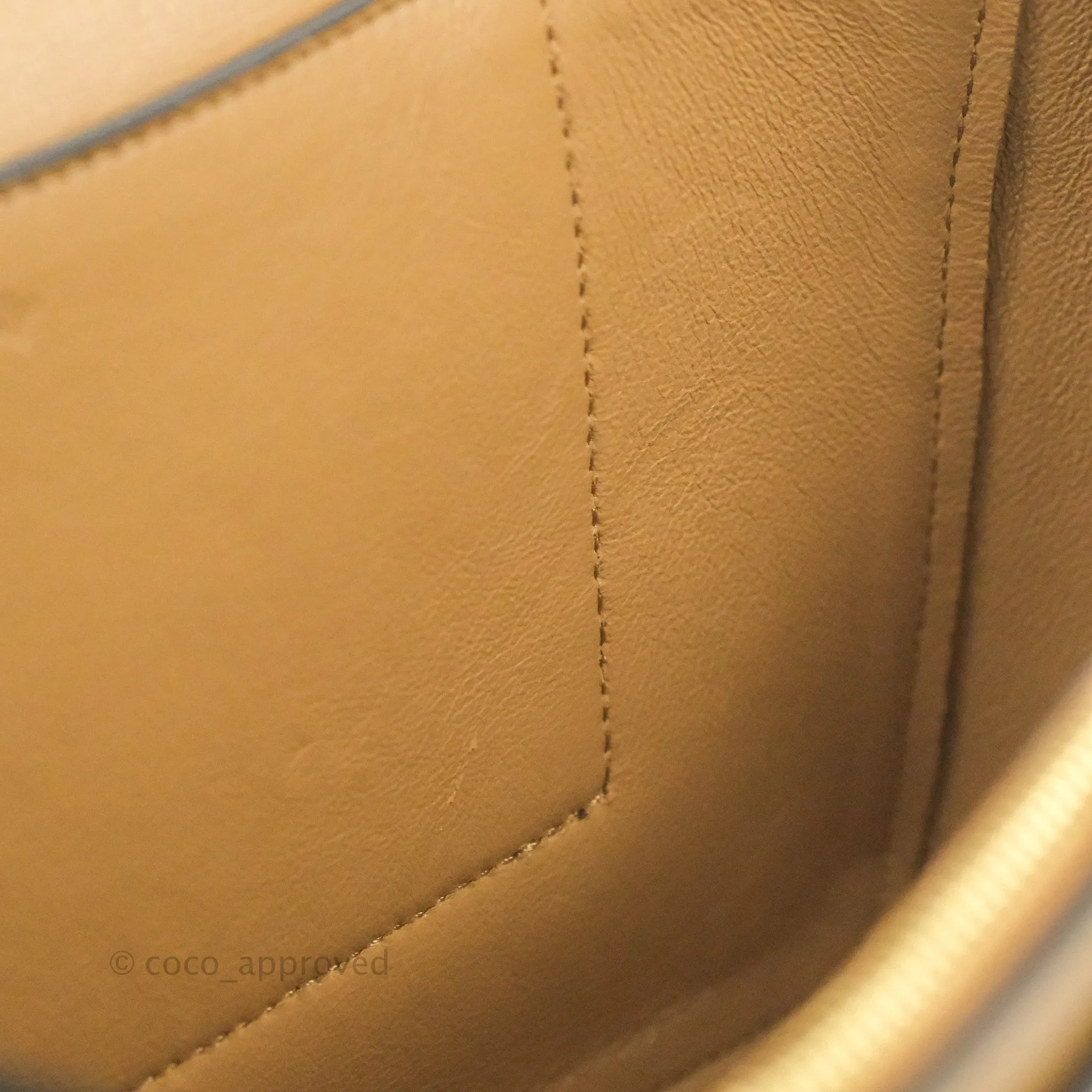 Celine Frame Shoulder Bag White Brown Calfskin Gold Hardware