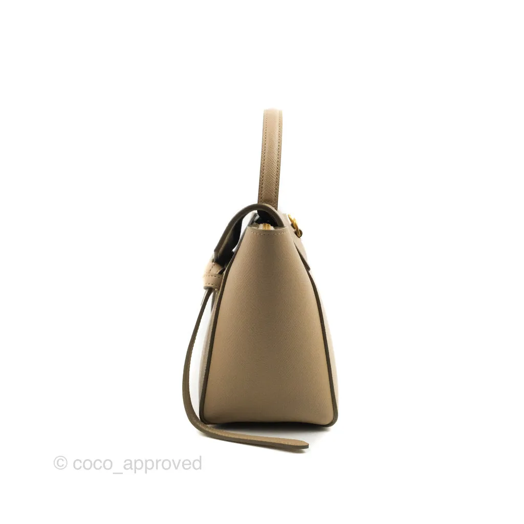 Celine Grained Calfskin Nano Belt Bag Light Taupe Gold Hardware