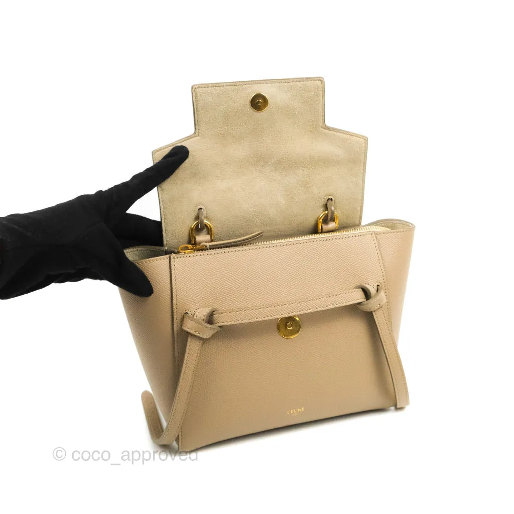 Celine Grained Calfskin Nano Belt Bag Light Taupe Gold Hardware