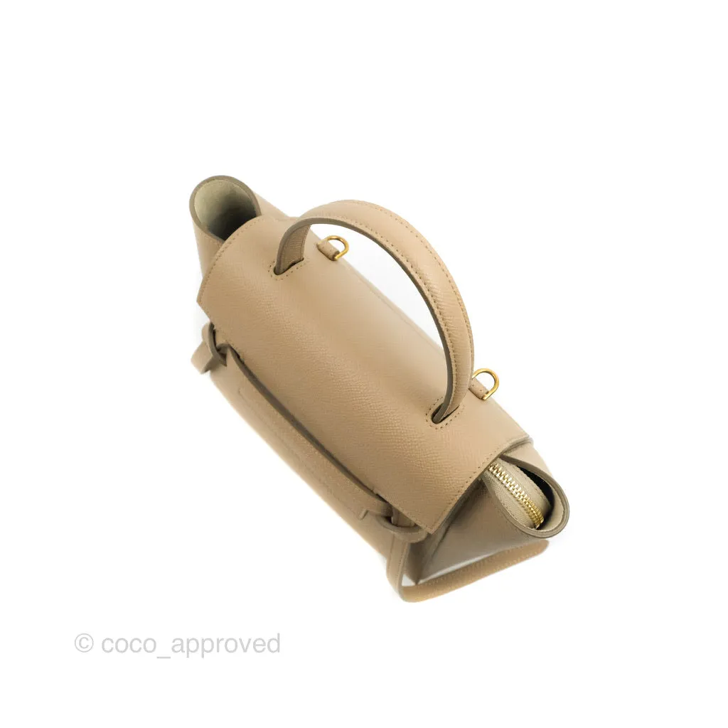 Celine Grained Calfskin Nano Belt Bag Light Taupe Gold Hardware