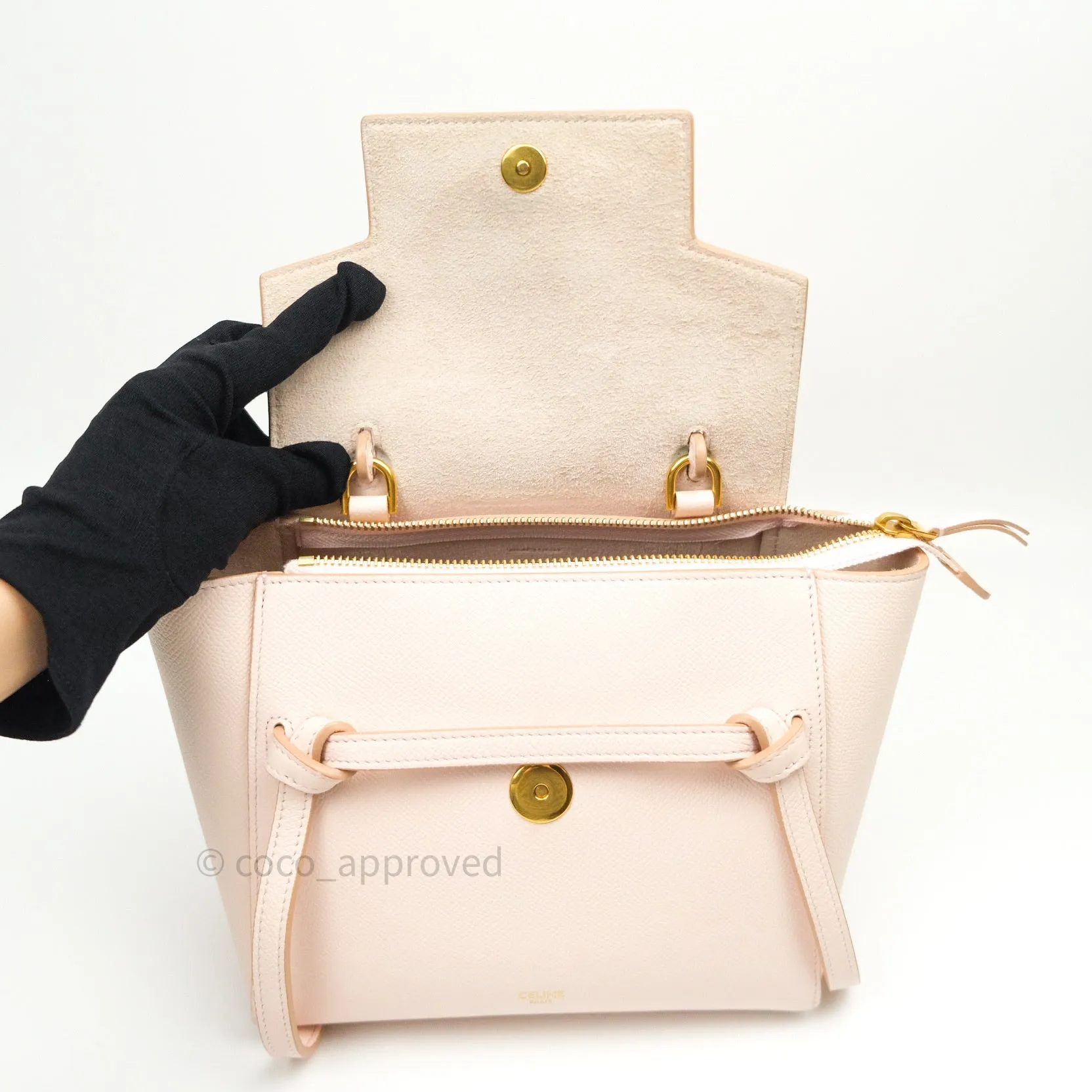 Celine Grained Calfskin Nano Belt Bag Pale Pink Gold Hardware