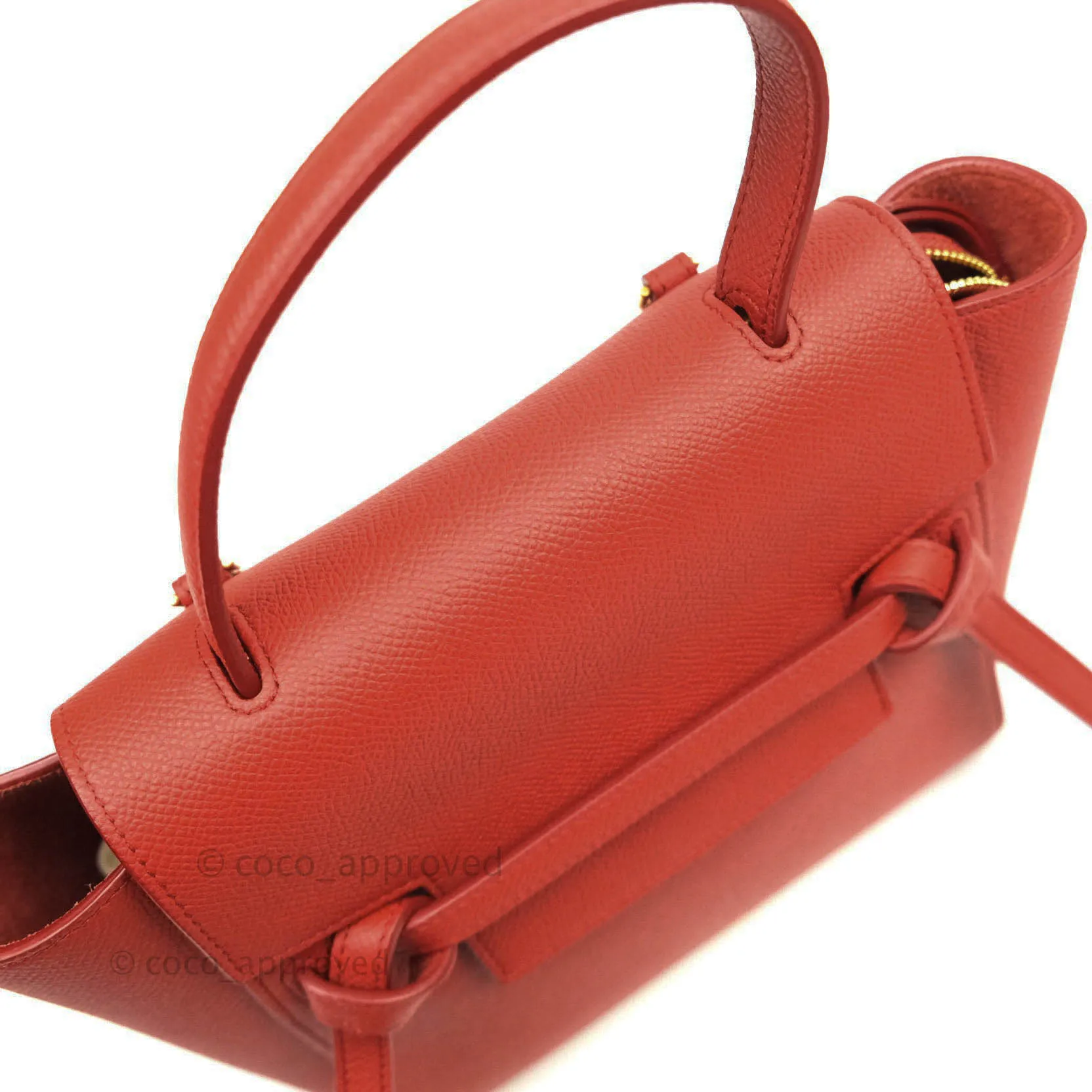 Celine Grained Calfskin Nano Belt Bag Red Gold Hardware