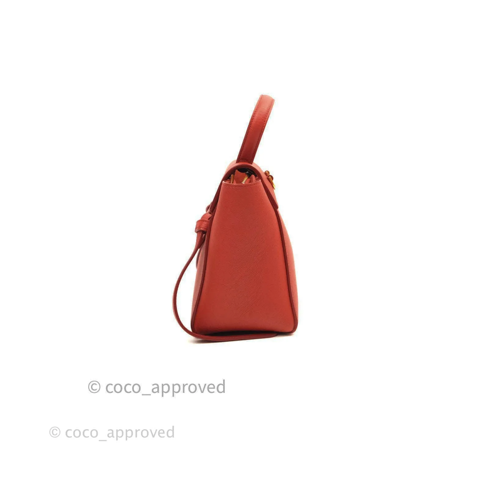 Celine Grained Calfskin Nano Belt Bag Red Gold Hardware
