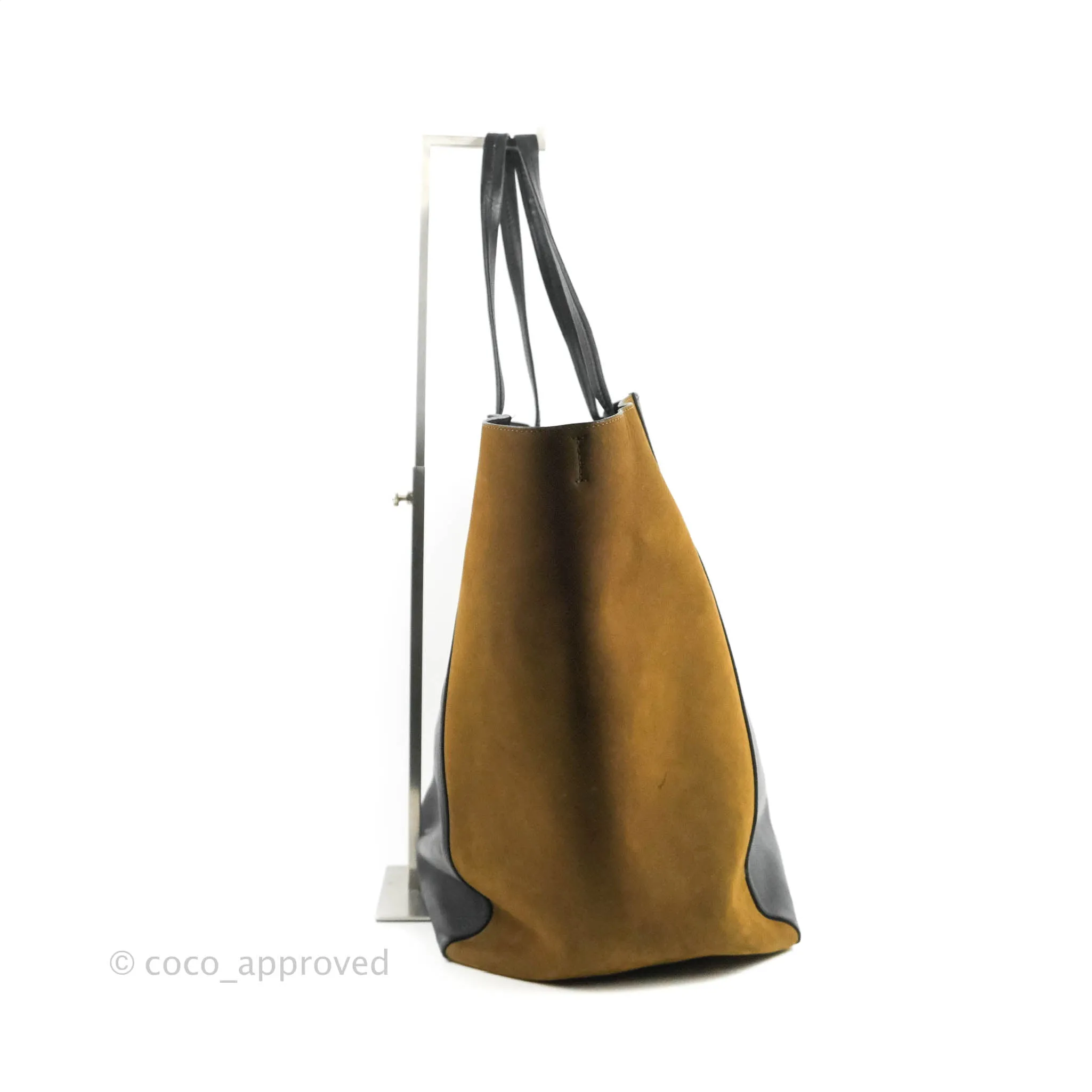 Celine Large Cabas Phantom Brown Suede Black Calfskin