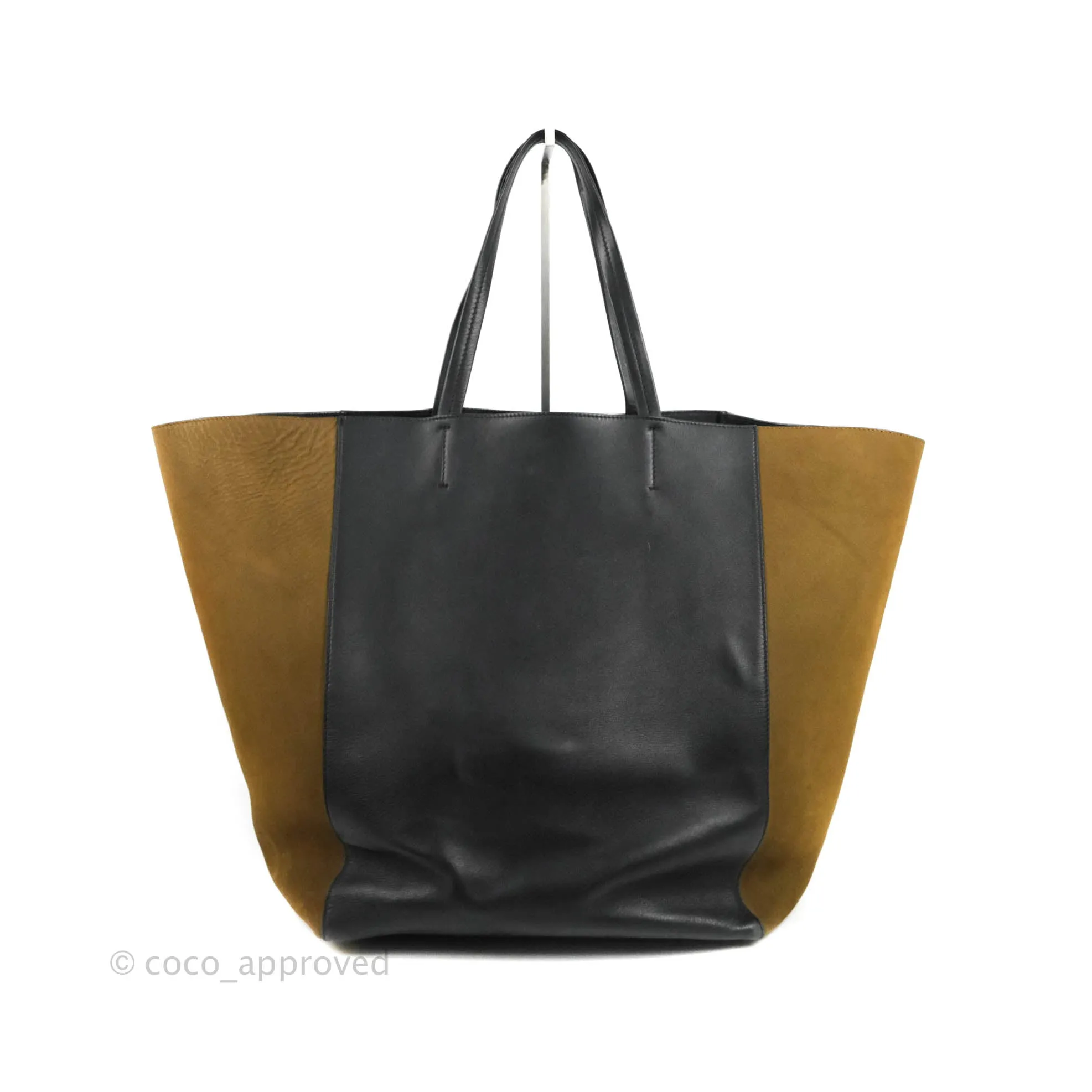 Celine Large Cabas Phantom Brown Suede Black Calfskin
