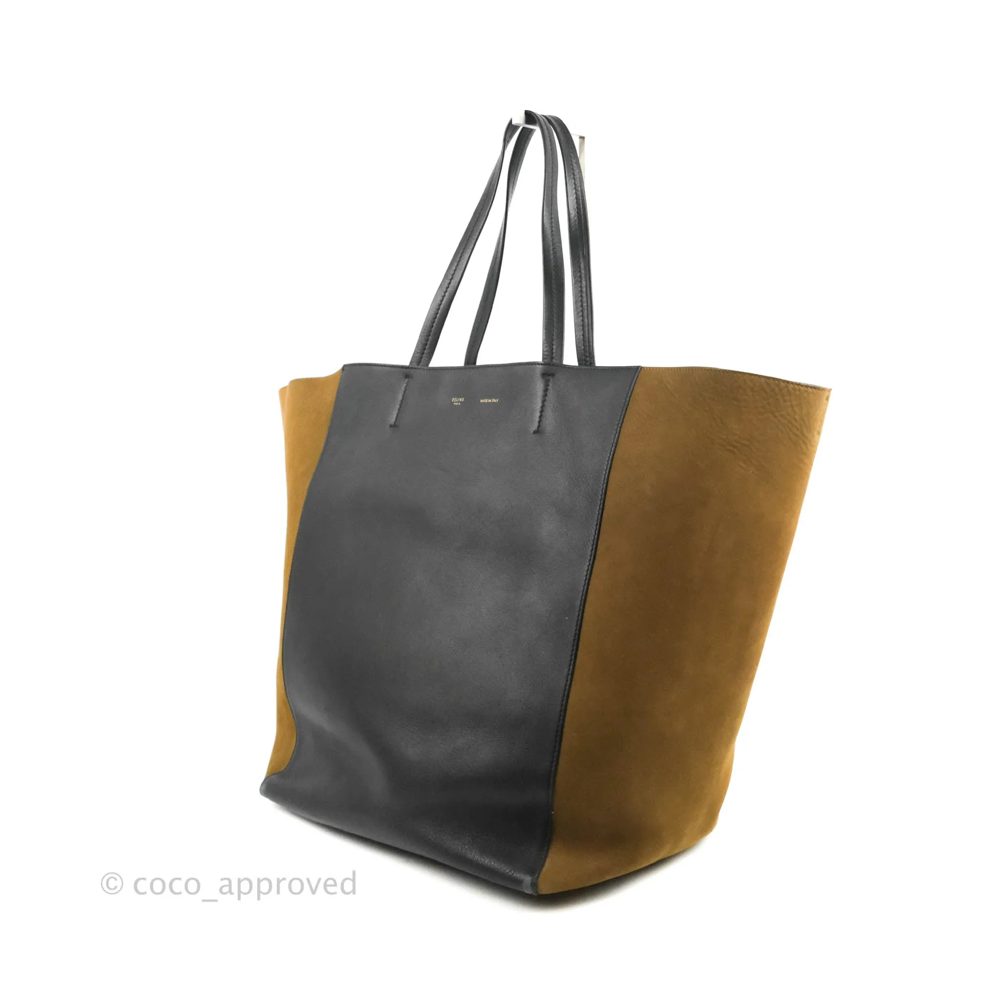Celine Large Cabas Phantom Brown Suede Black Calfskin
