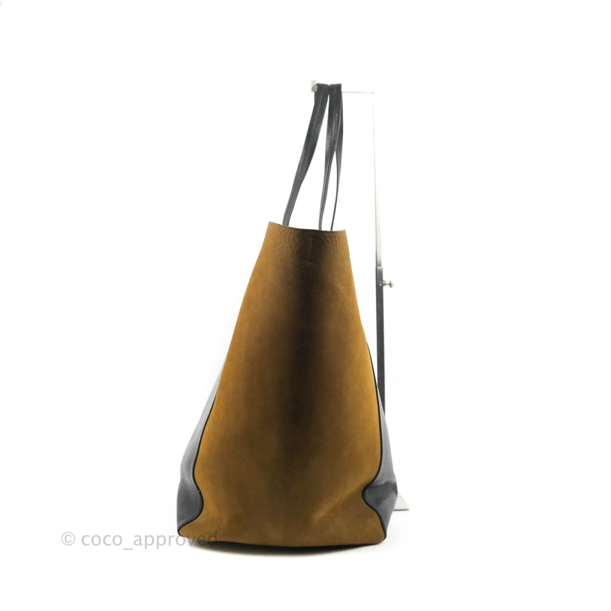 Celine Large Cabas Phantom Brown Suede Black Calfskin