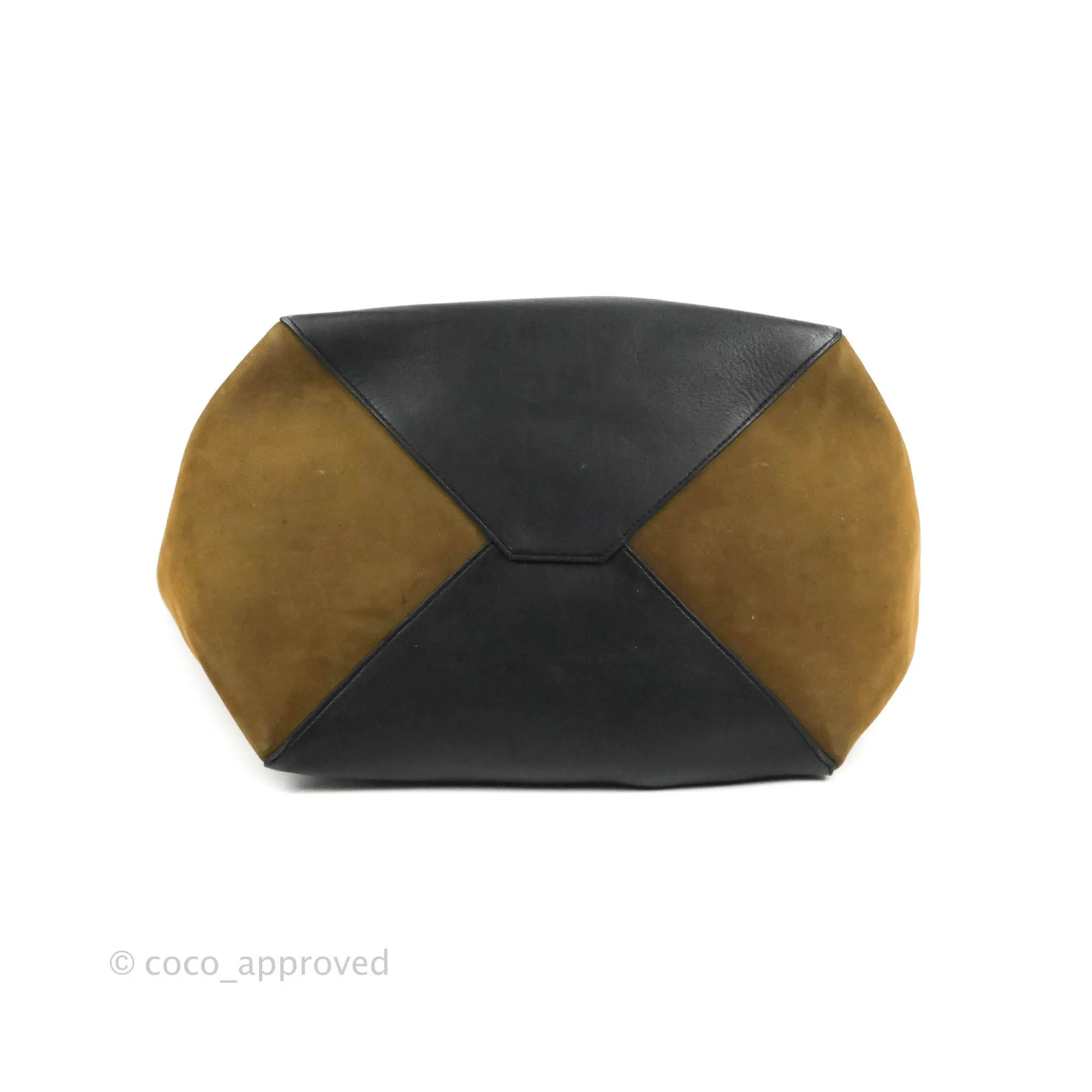 Celine Large Cabas Phantom Brown Suede Black Calfskin