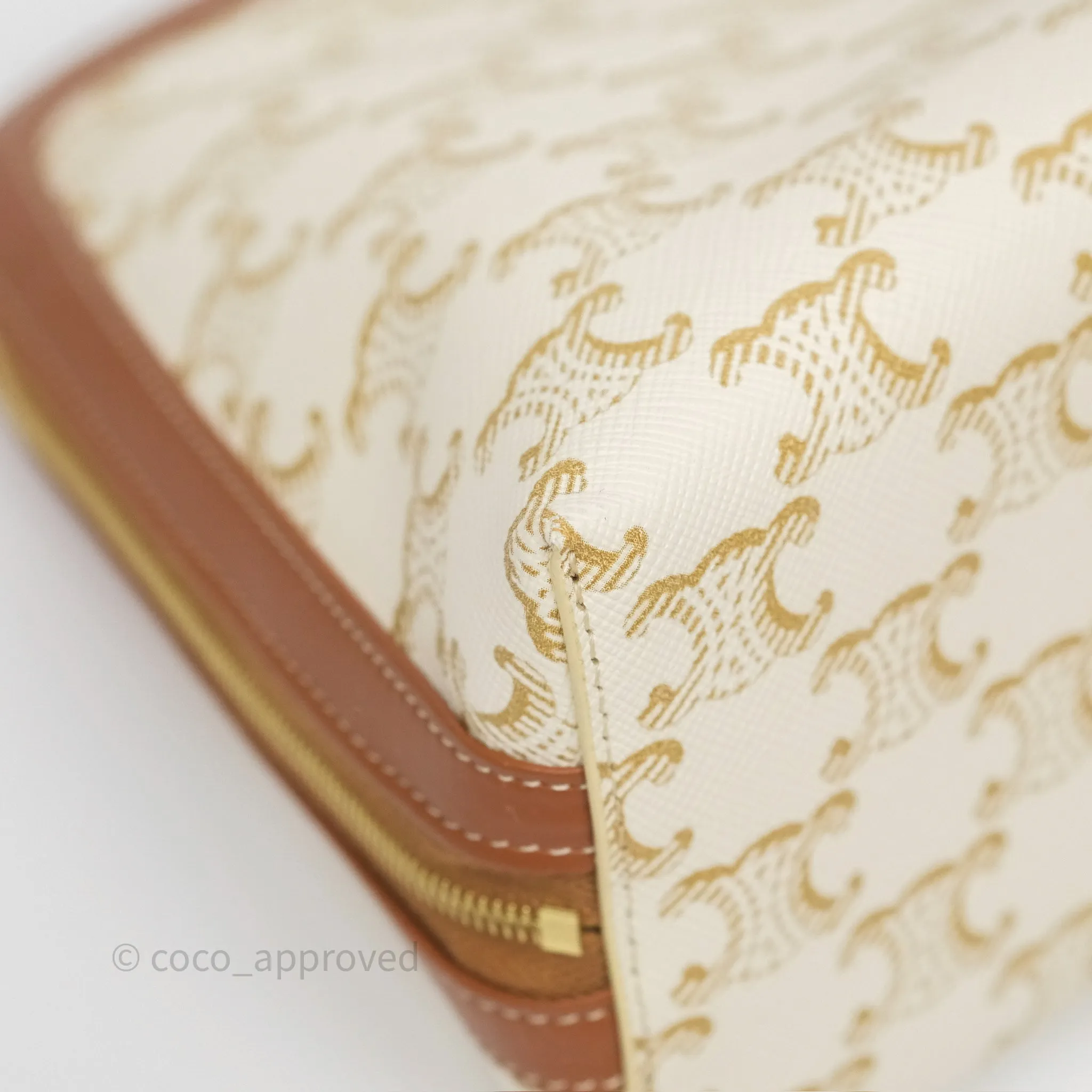 Celine Large Cosmetic Pouch White Triomphe Canvas