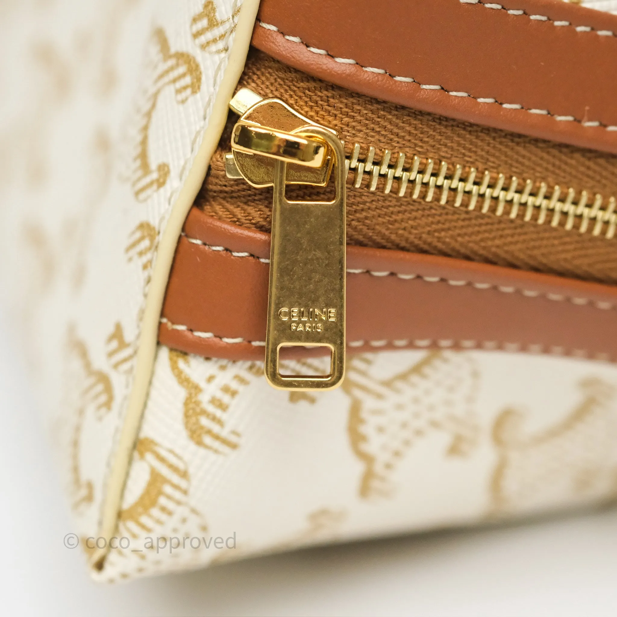 Celine Large Cosmetic Pouch White Triomphe Canvas
