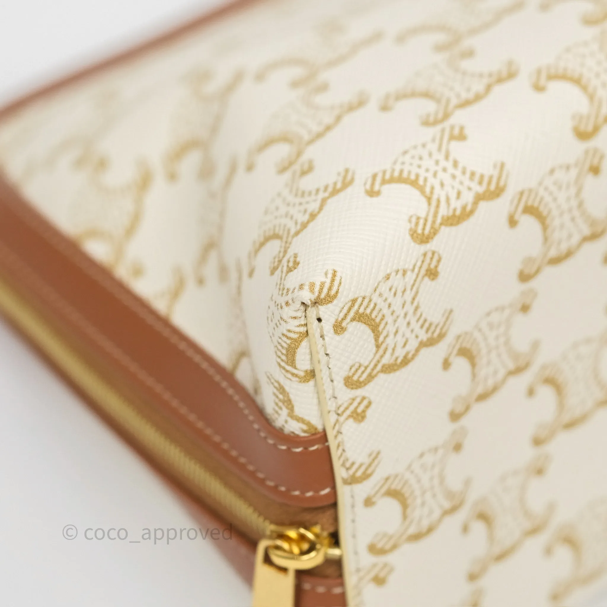 Celine Large Cosmetic Pouch White Triomphe Canvas