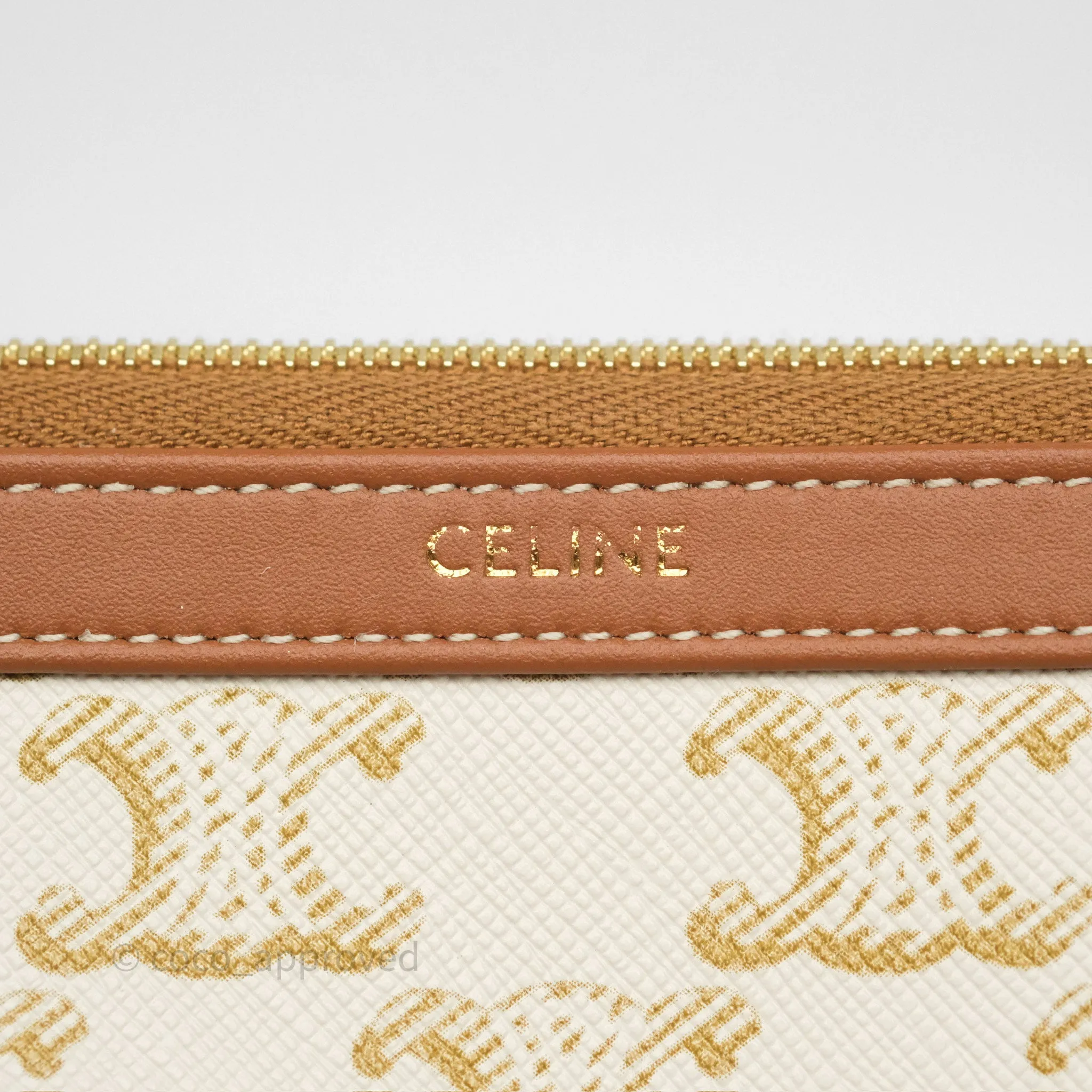 Celine Large Cosmetic Pouch White Triomphe Canvas