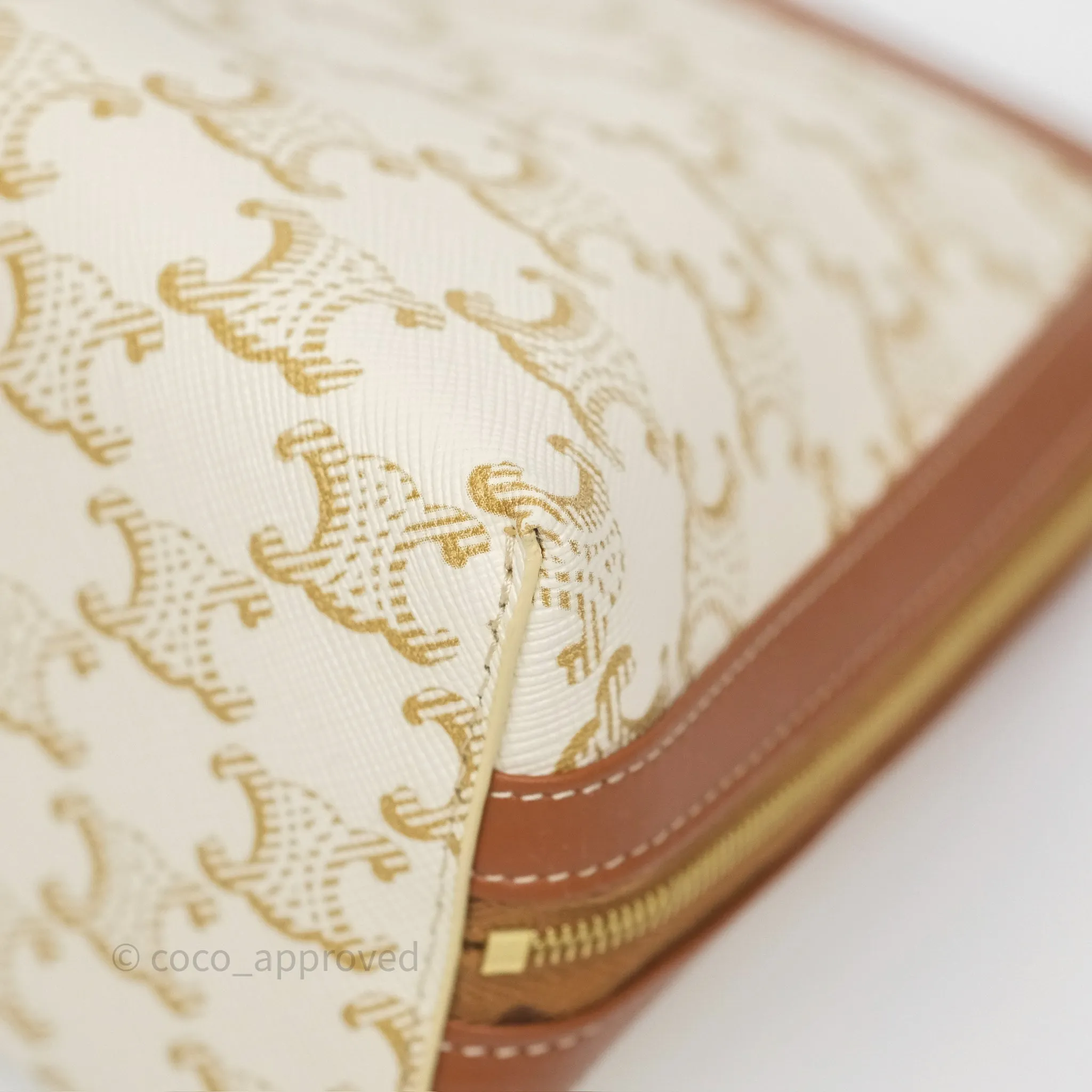 Celine Large Cosmetic Pouch White Triomphe Canvas