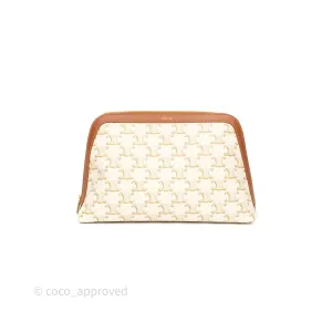 Celine Large Cosmetic Pouch White Triomphe Canvas