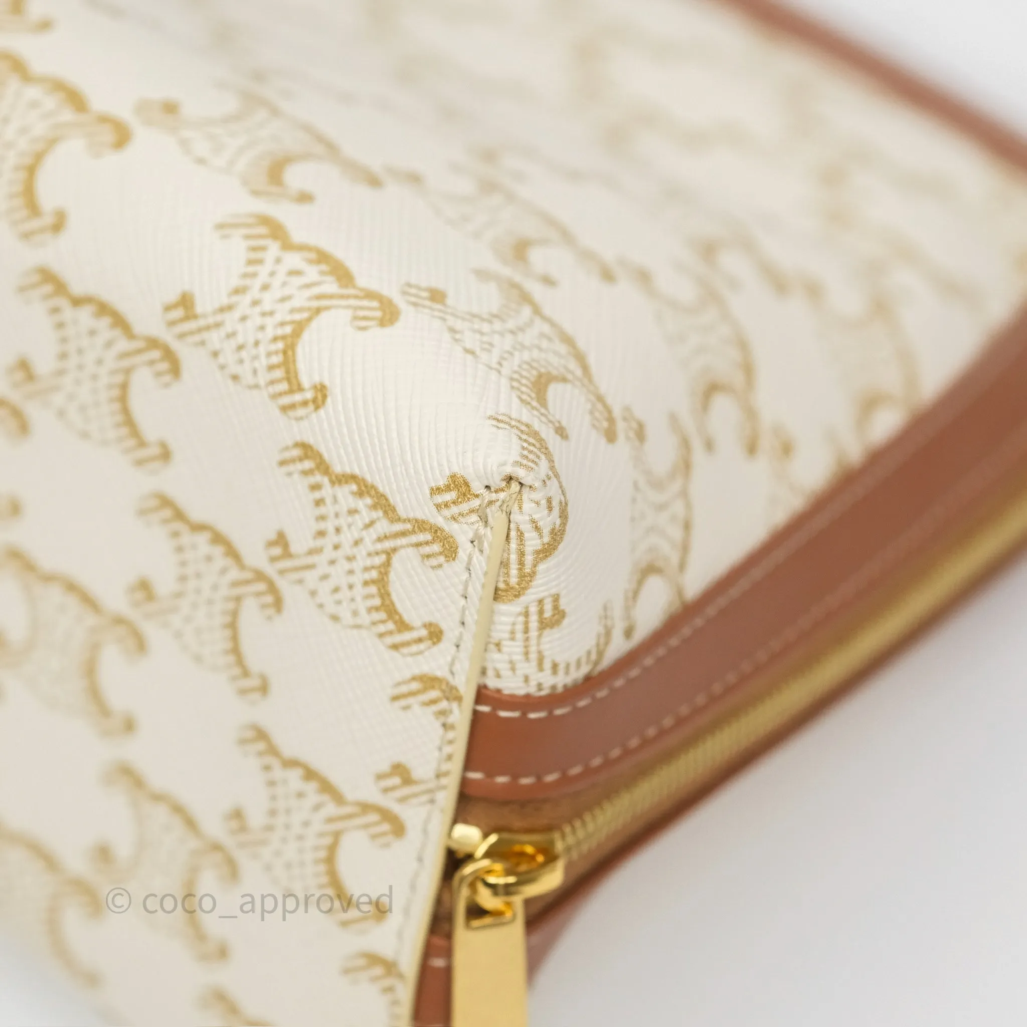 Celine Large Cosmetic Pouch White Triomphe Canvas