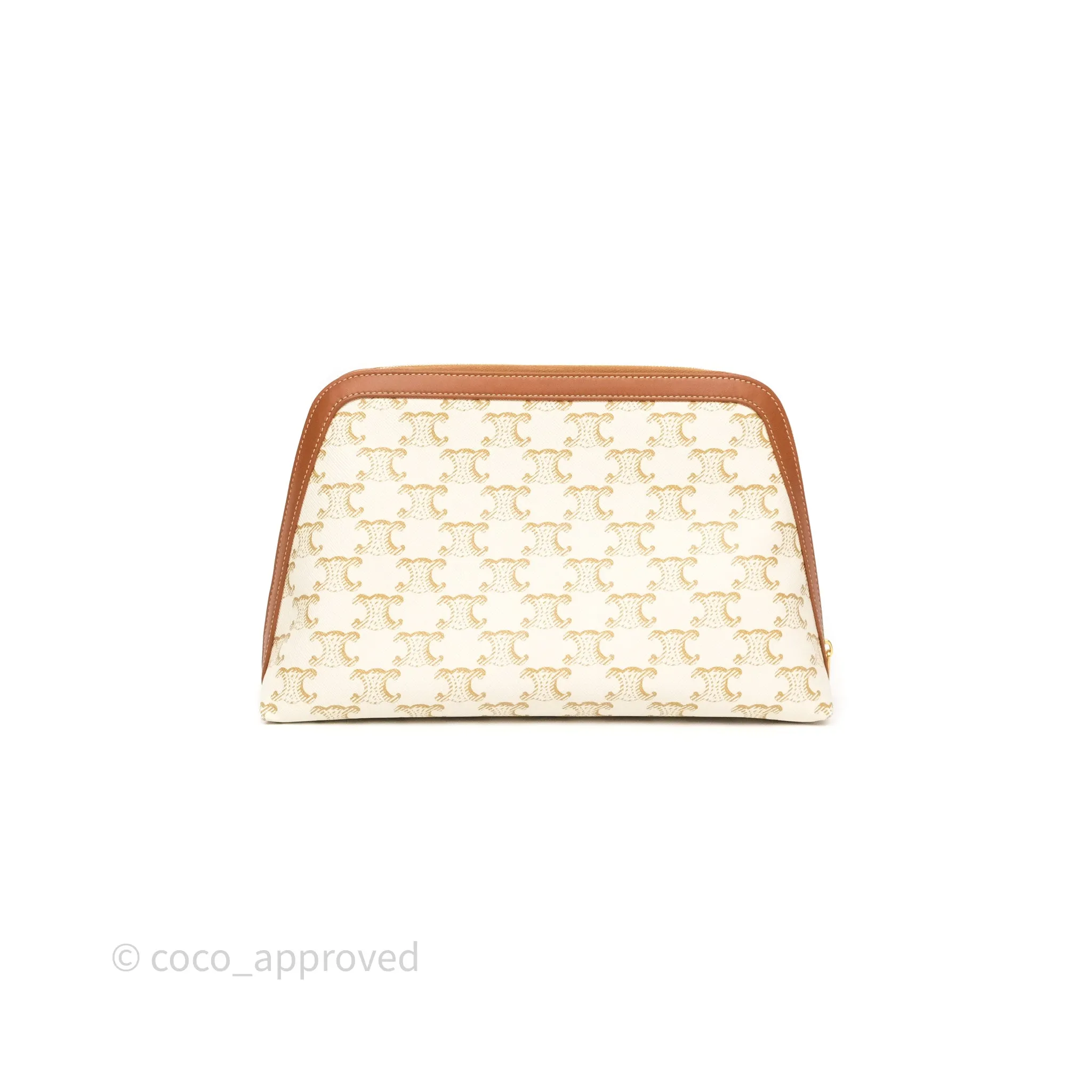 Celine Large Cosmetic Pouch White Triomphe Canvas