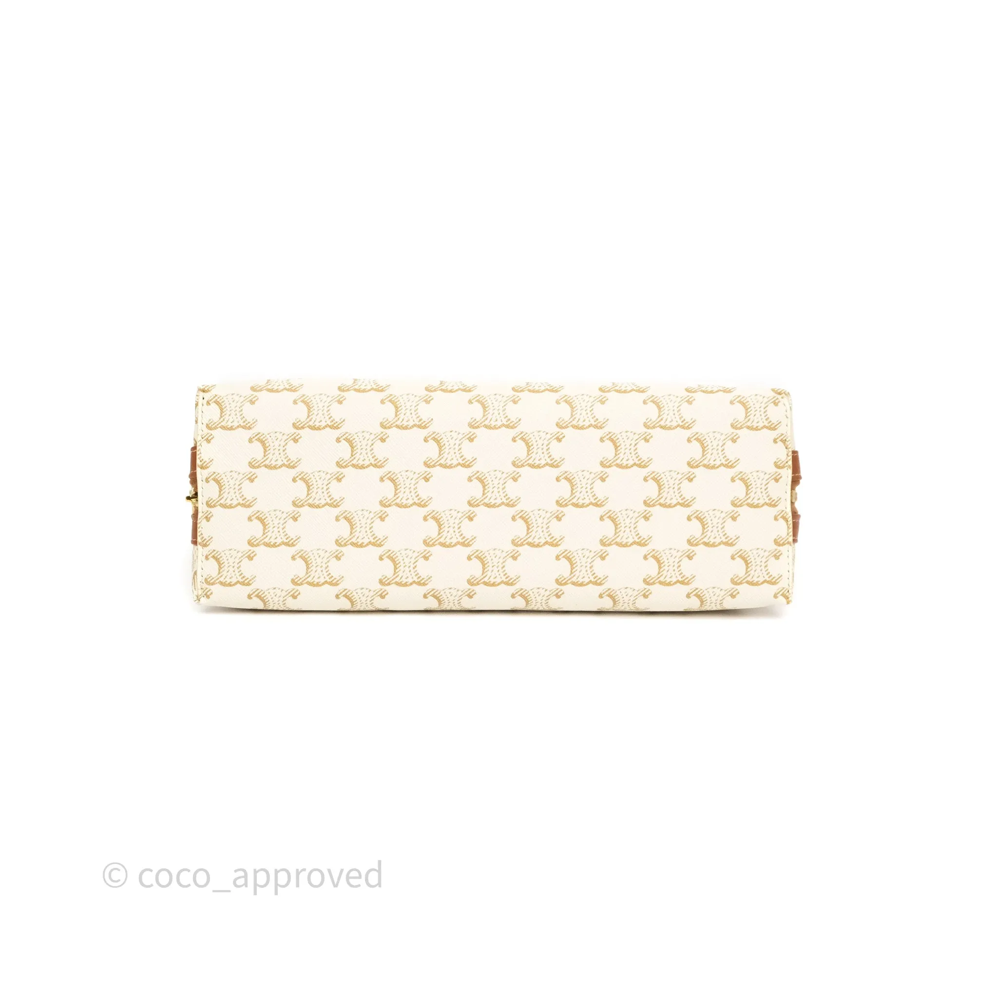 Celine Large Cosmetic Pouch White Triomphe Canvas