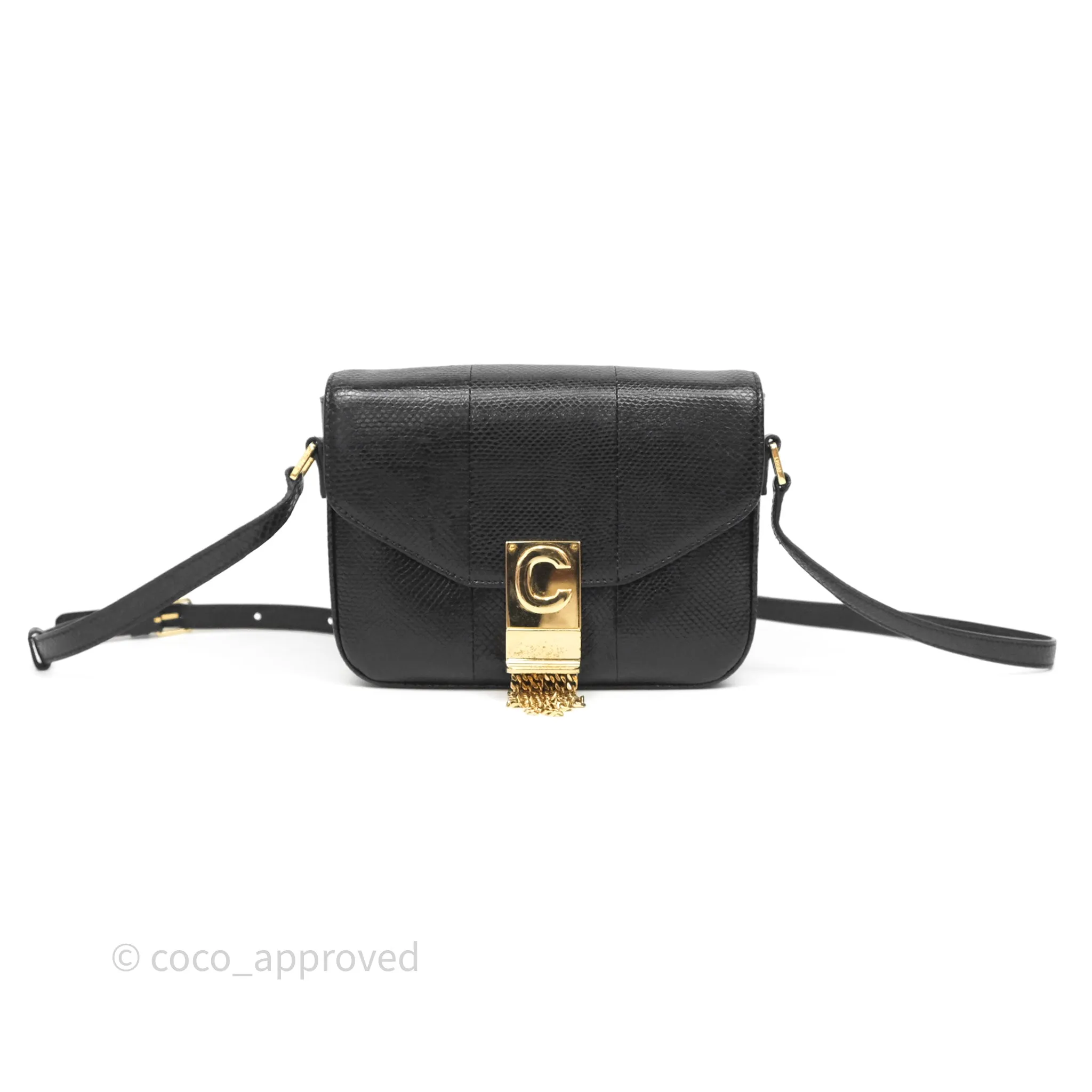Celine Lizard Small Pampille C Bag Black Gold Hardware