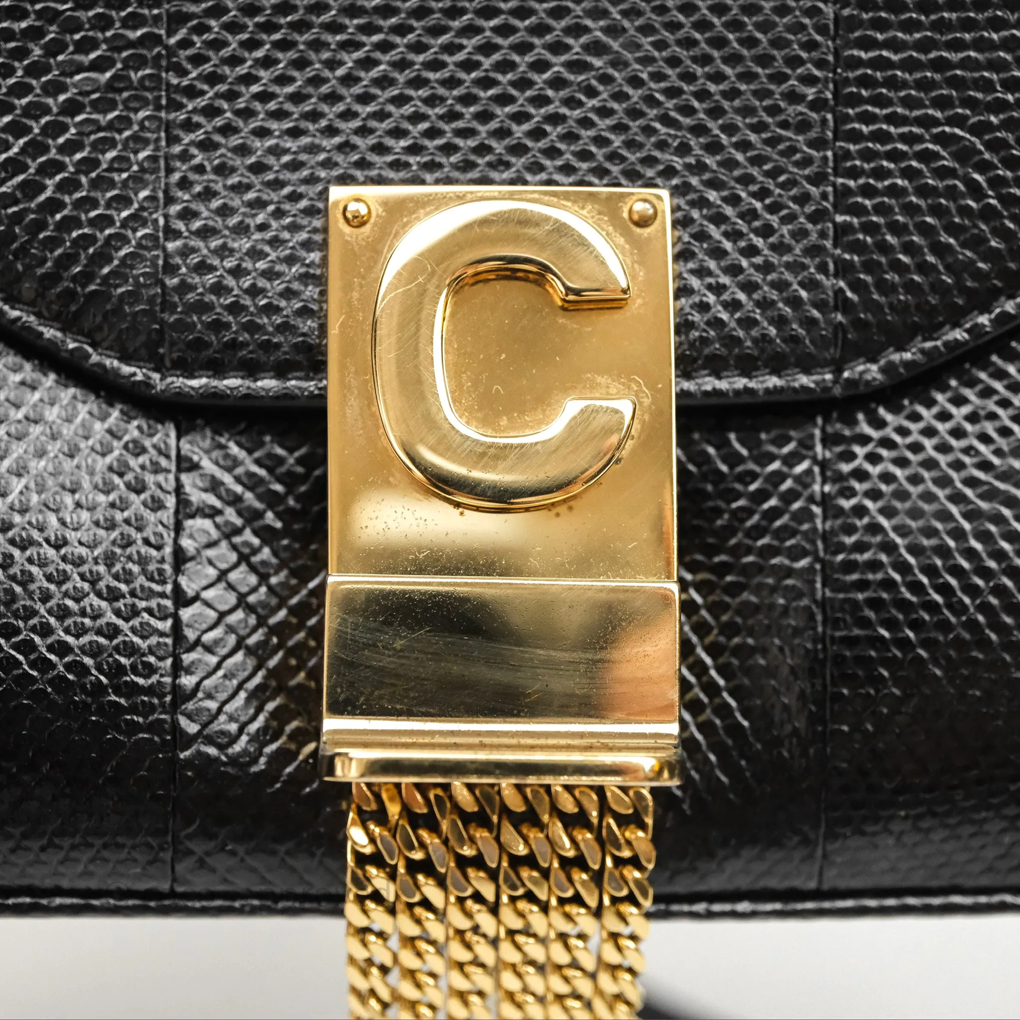 Celine Lizard Small Pampille C Bag Black Gold Hardware