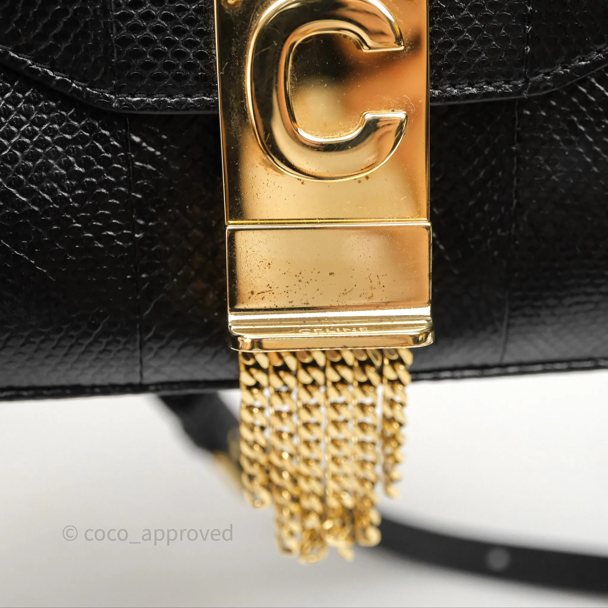 Celine Lizard Small Pampille C Bag Black Gold Hardware