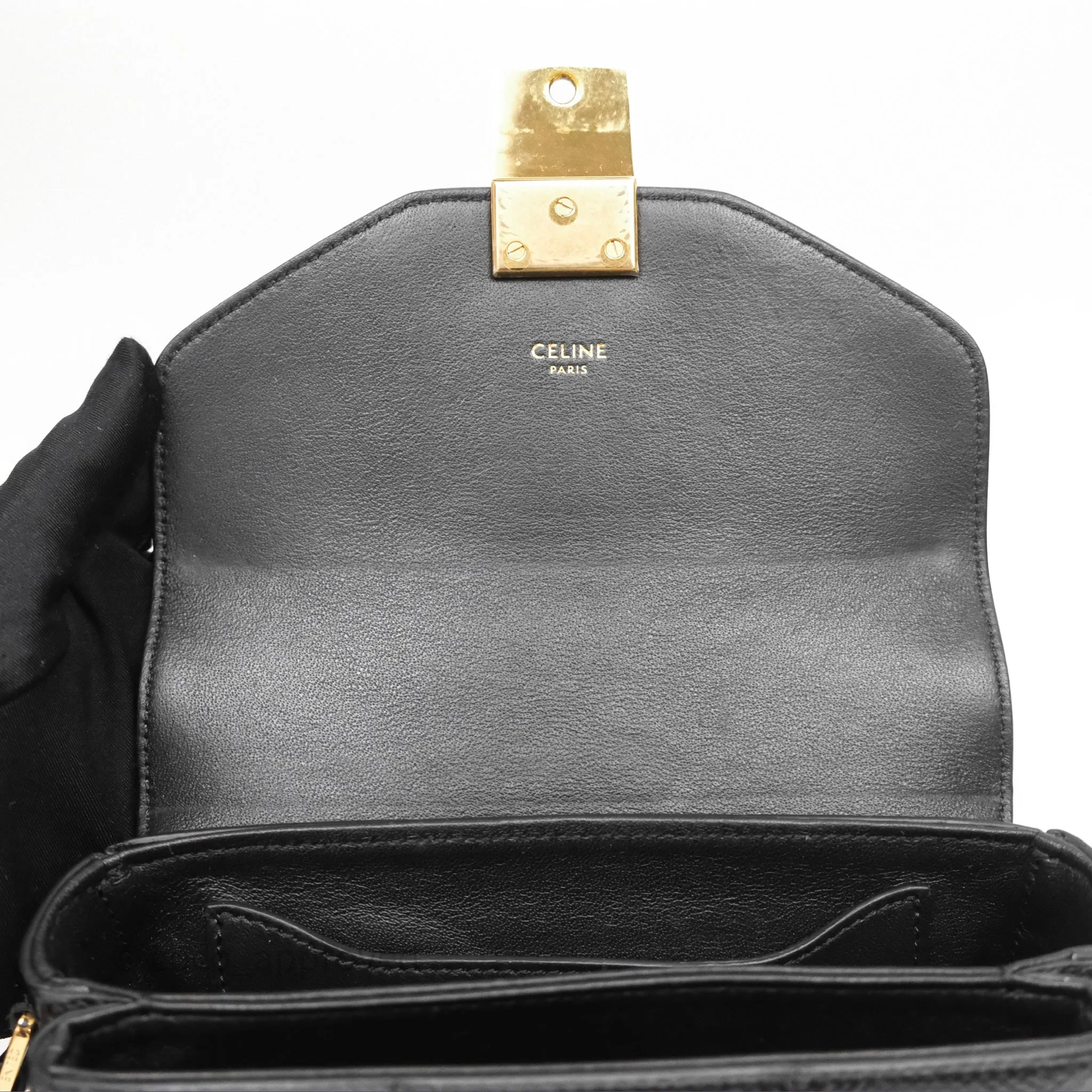 Celine Lizard Small Pampille C Bag Black Gold Hardware