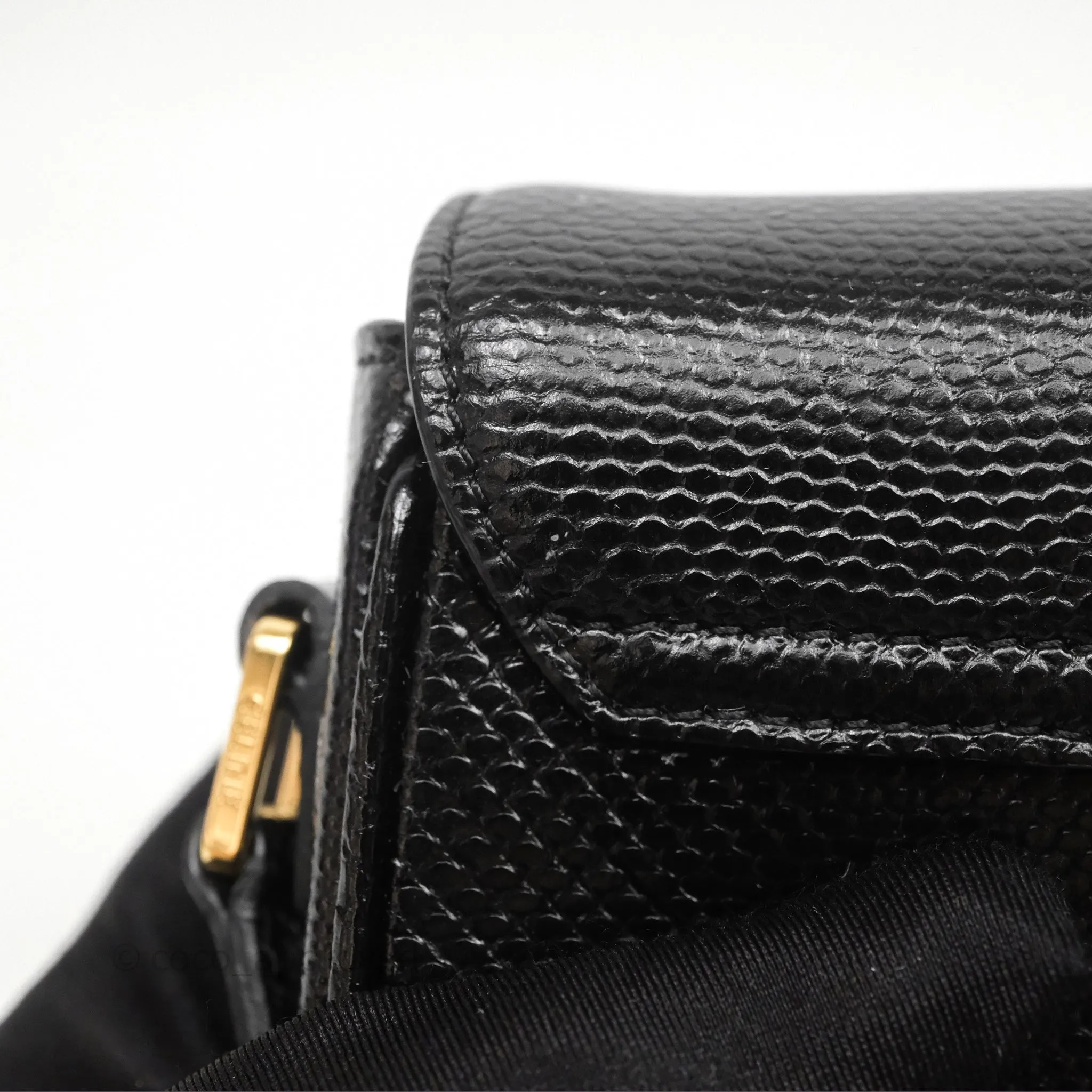 Celine Lizard Small Pampille C Bag Black Gold Hardware