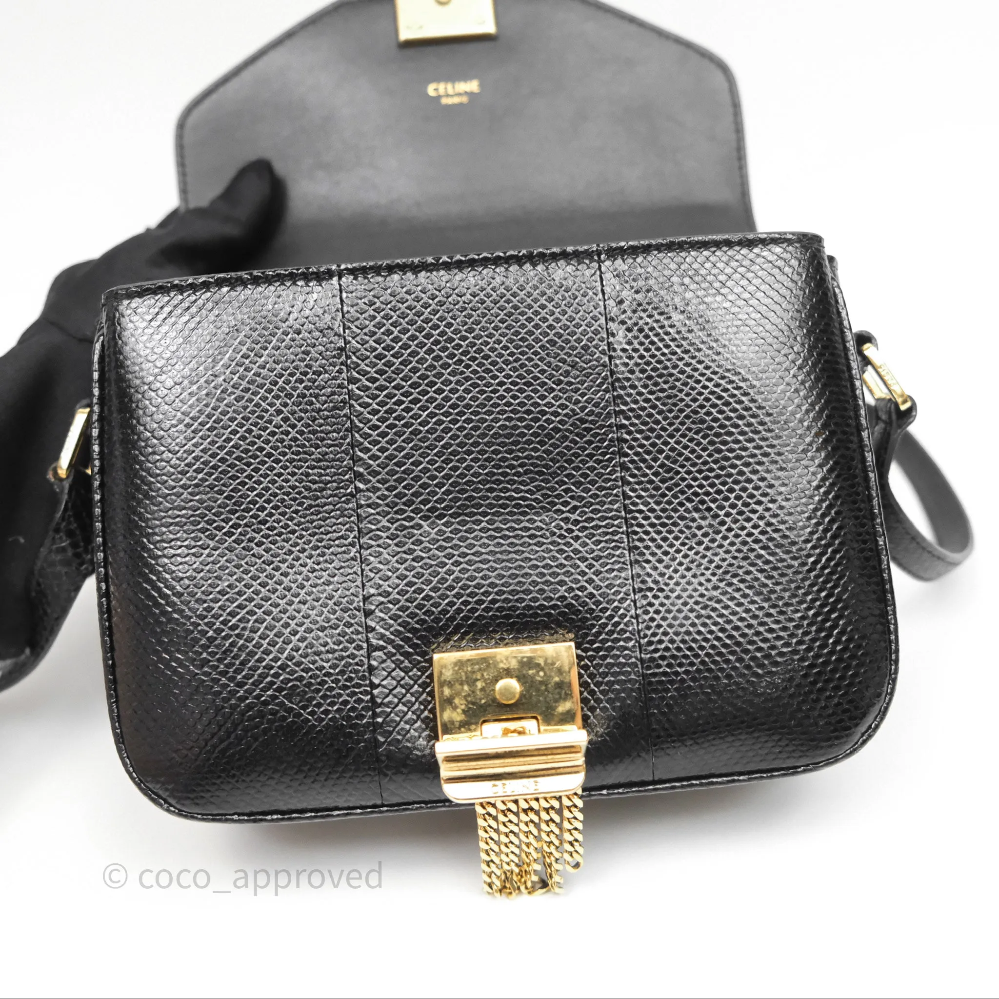 Celine Lizard Small Pampille C Bag Black Gold Hardware