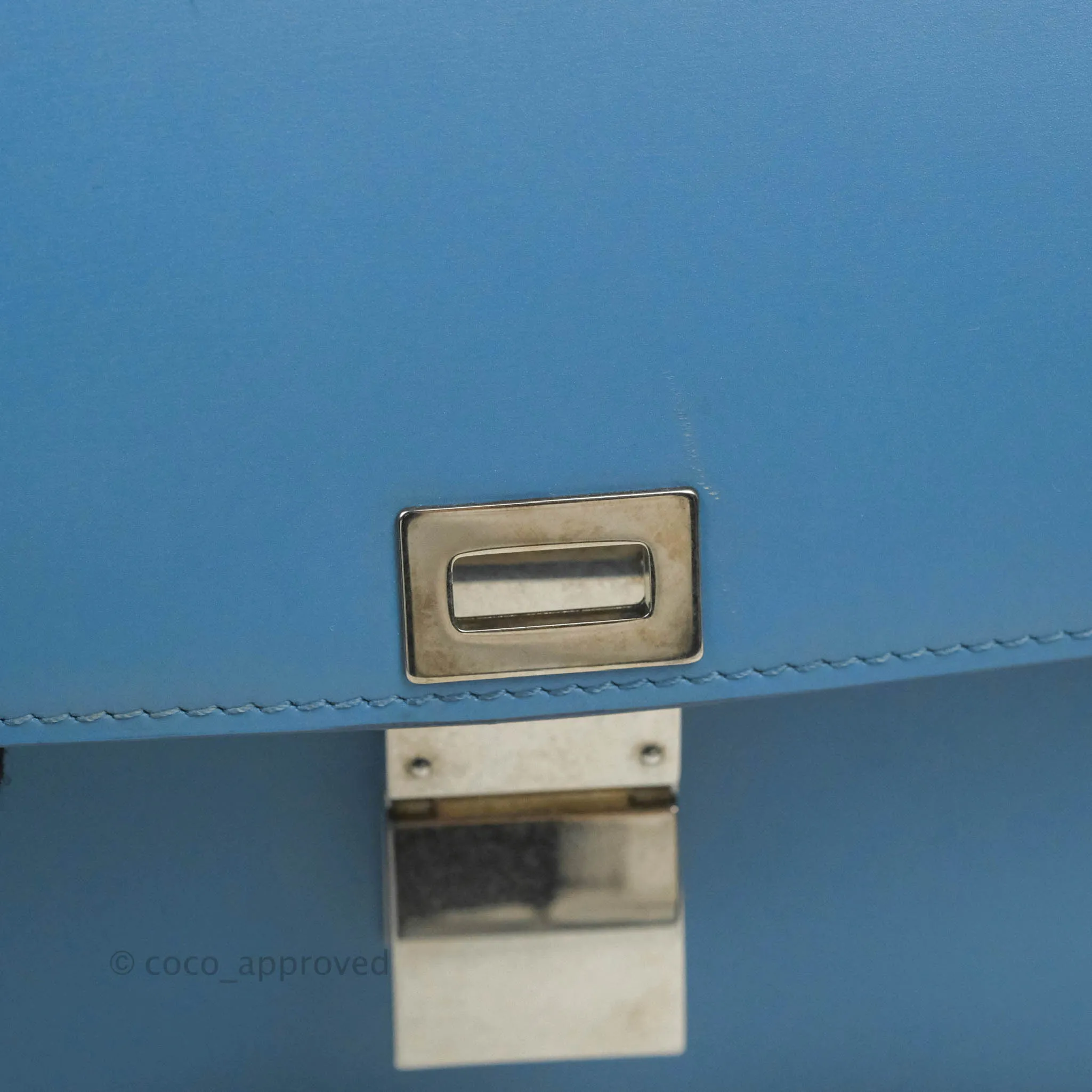Celine Medium Classic Box Flap Blue Calfskin Silver Hardware