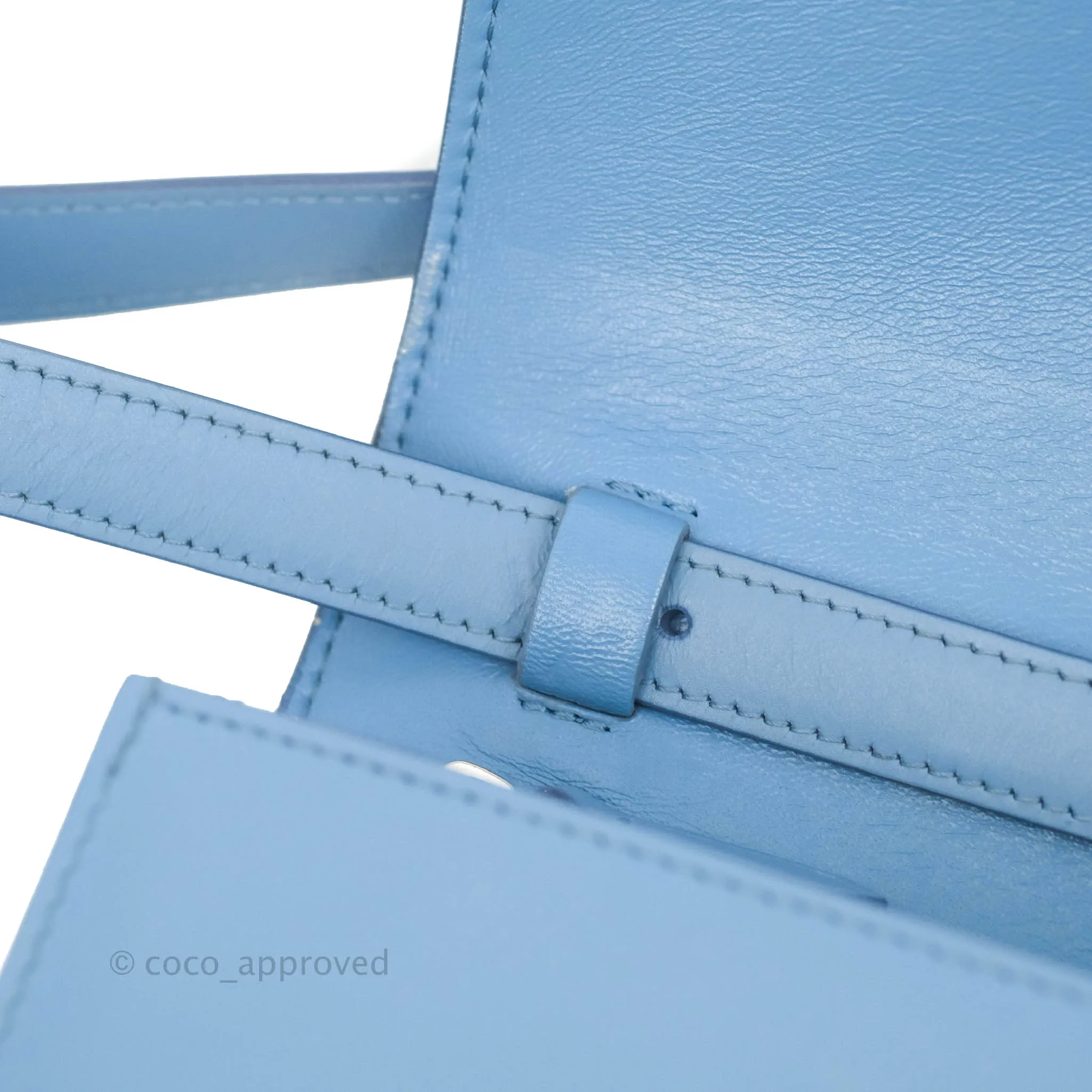 Celine Medium Classic Box Flap Blue Calfskin Silver Hardware