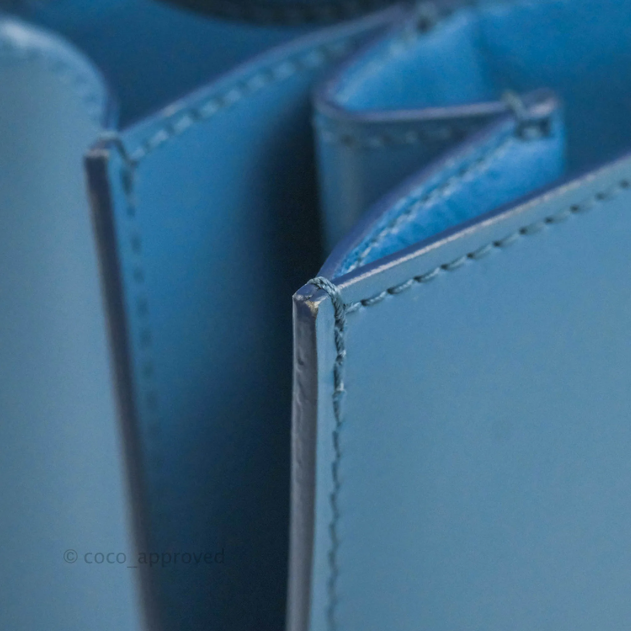 Celine Medium Classic Box Flap Blue Calfskin Silver Hardware