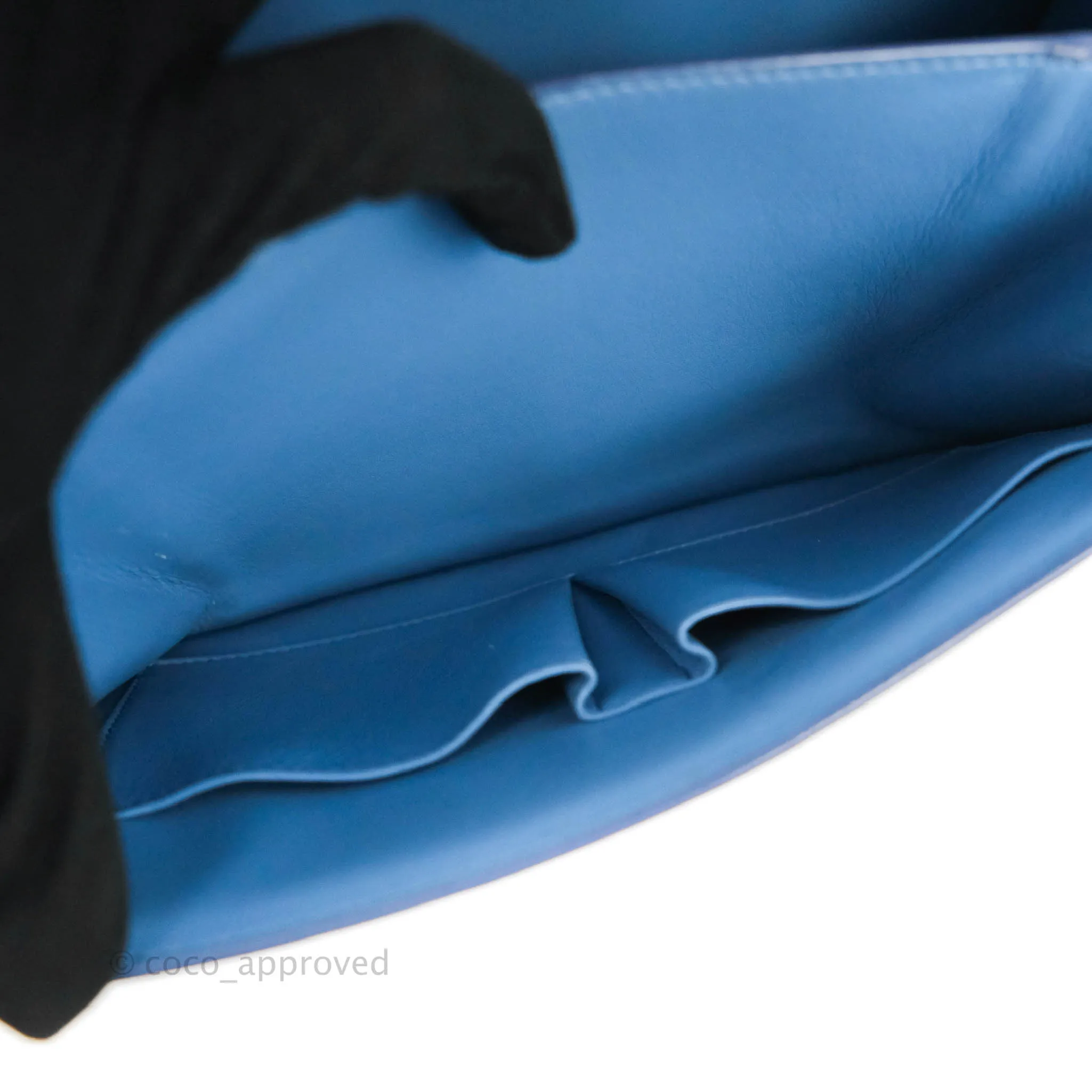 Celine Medium Classic Box Flap Blue Calfskin Silver Hardware