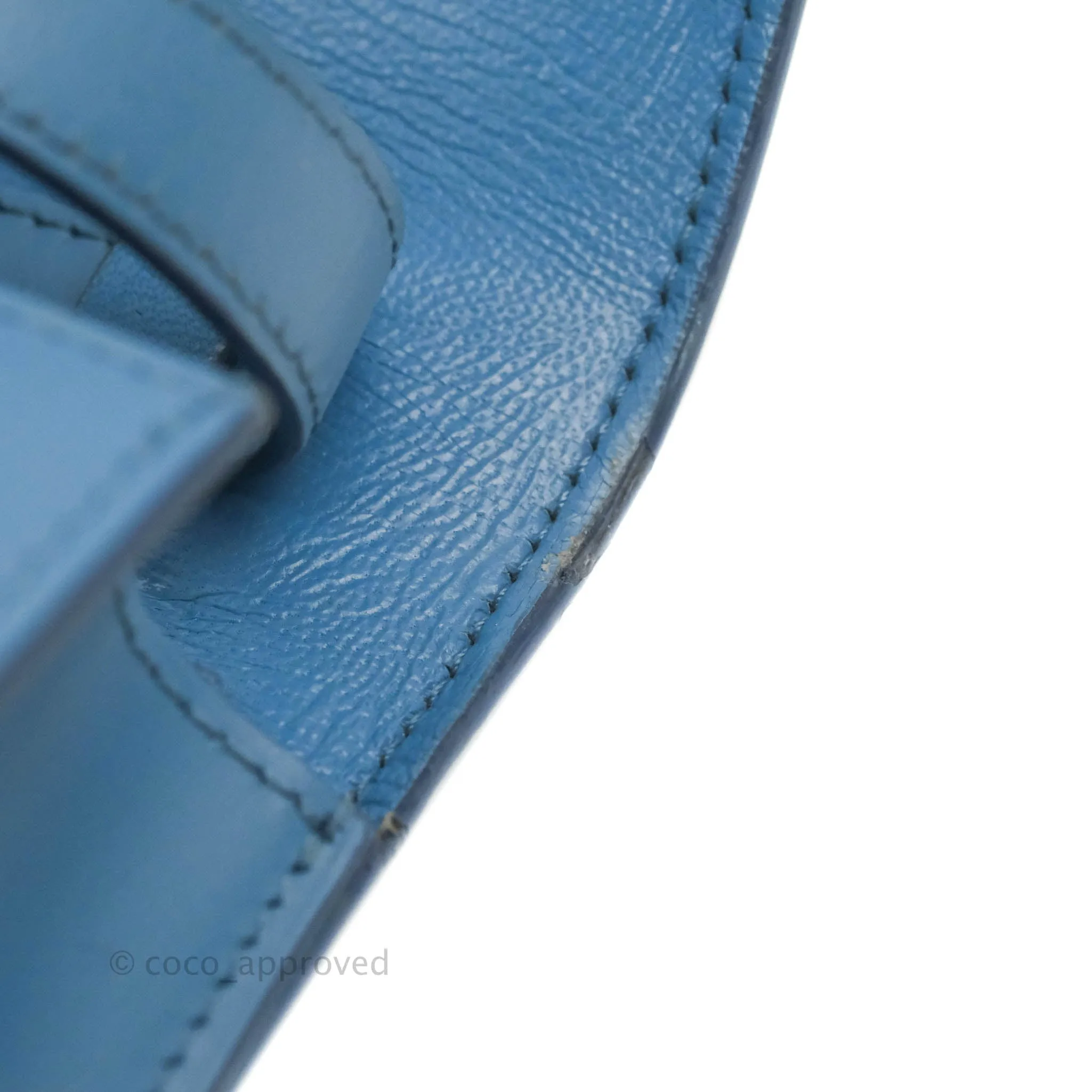 Celine Medium Classic Box Flap Blue Calfskin Silver Hardware