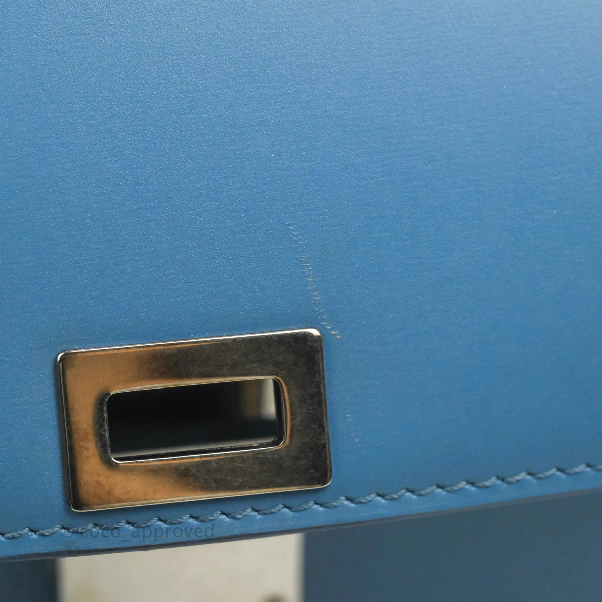 Celine Medium Classic Box Flap Blue Calfskin Silver Hardware