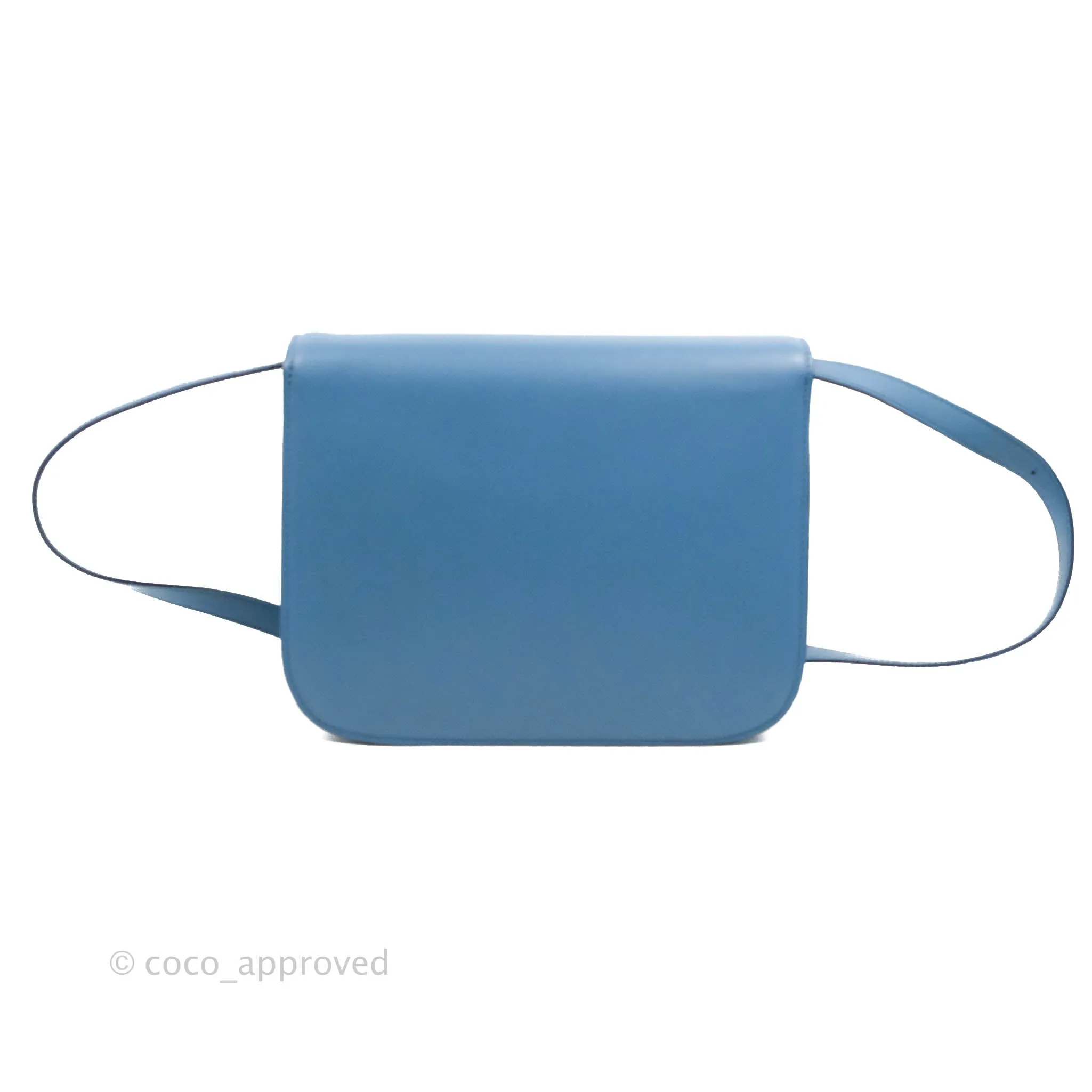 Celine Medium Classic Box Flap Blue Calfskin Silver Hardware