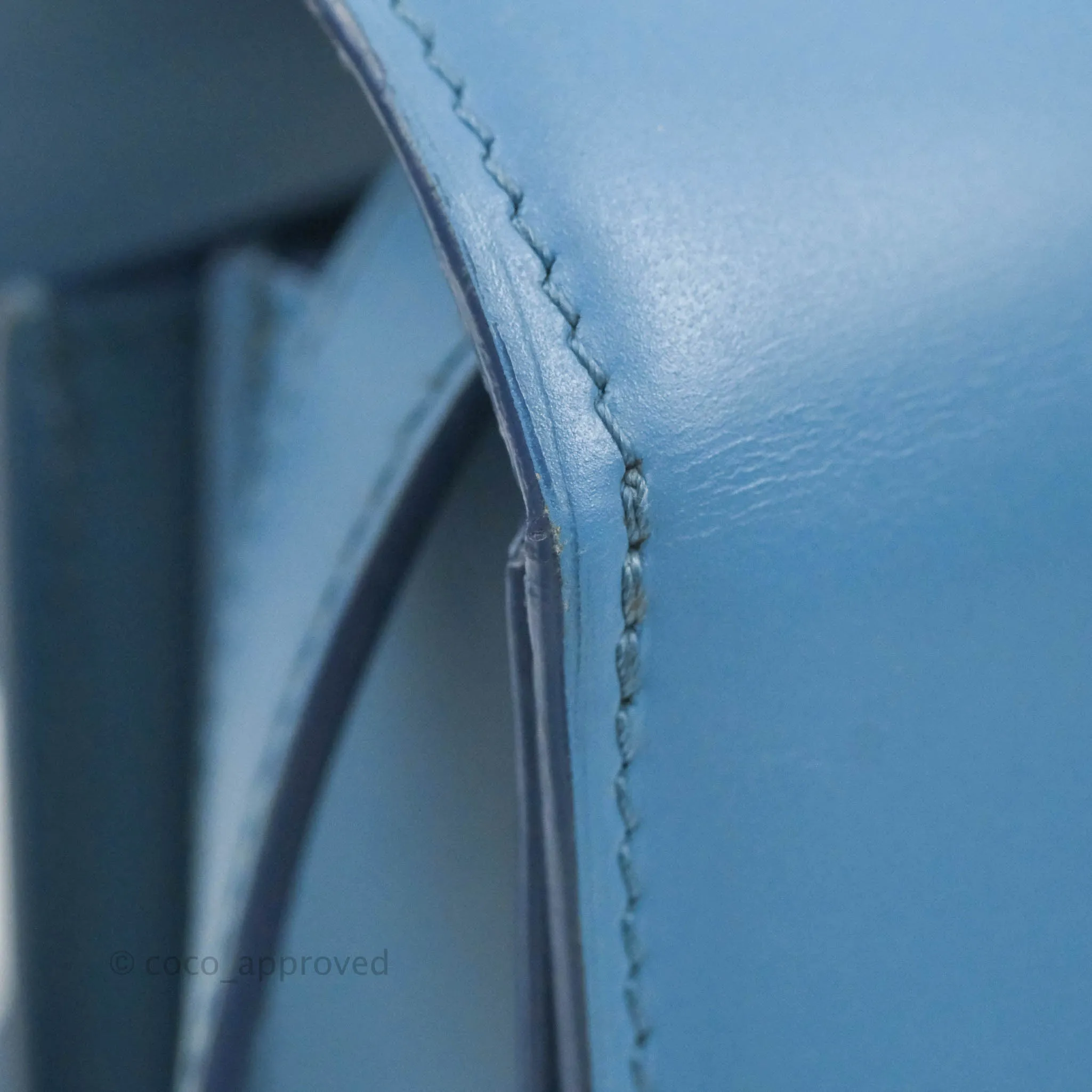 Celine Medium Classic Box Flap Blue Calfskin Silver Hardware