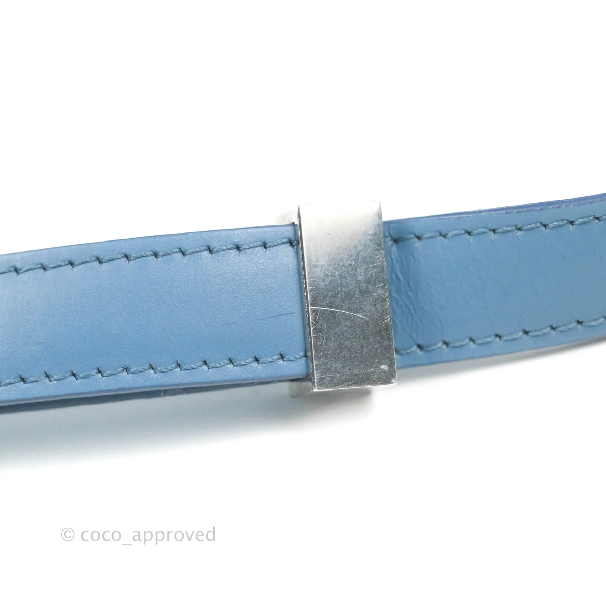 Celine Medium Classic Box Flap Blue Calfskin Silver Hardware