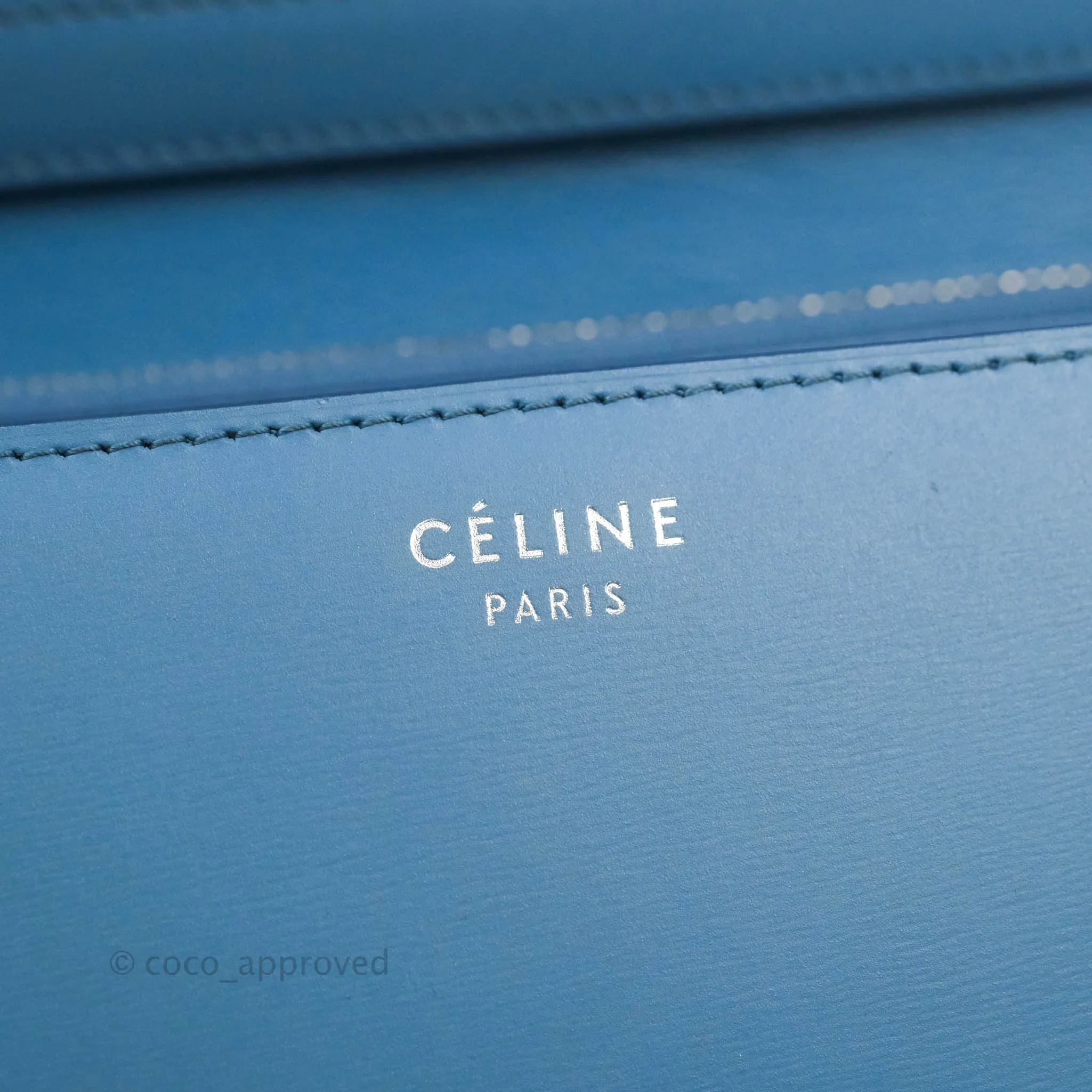 Celine Medium Classic Box Flap Blue Calfskin Silver Hardware