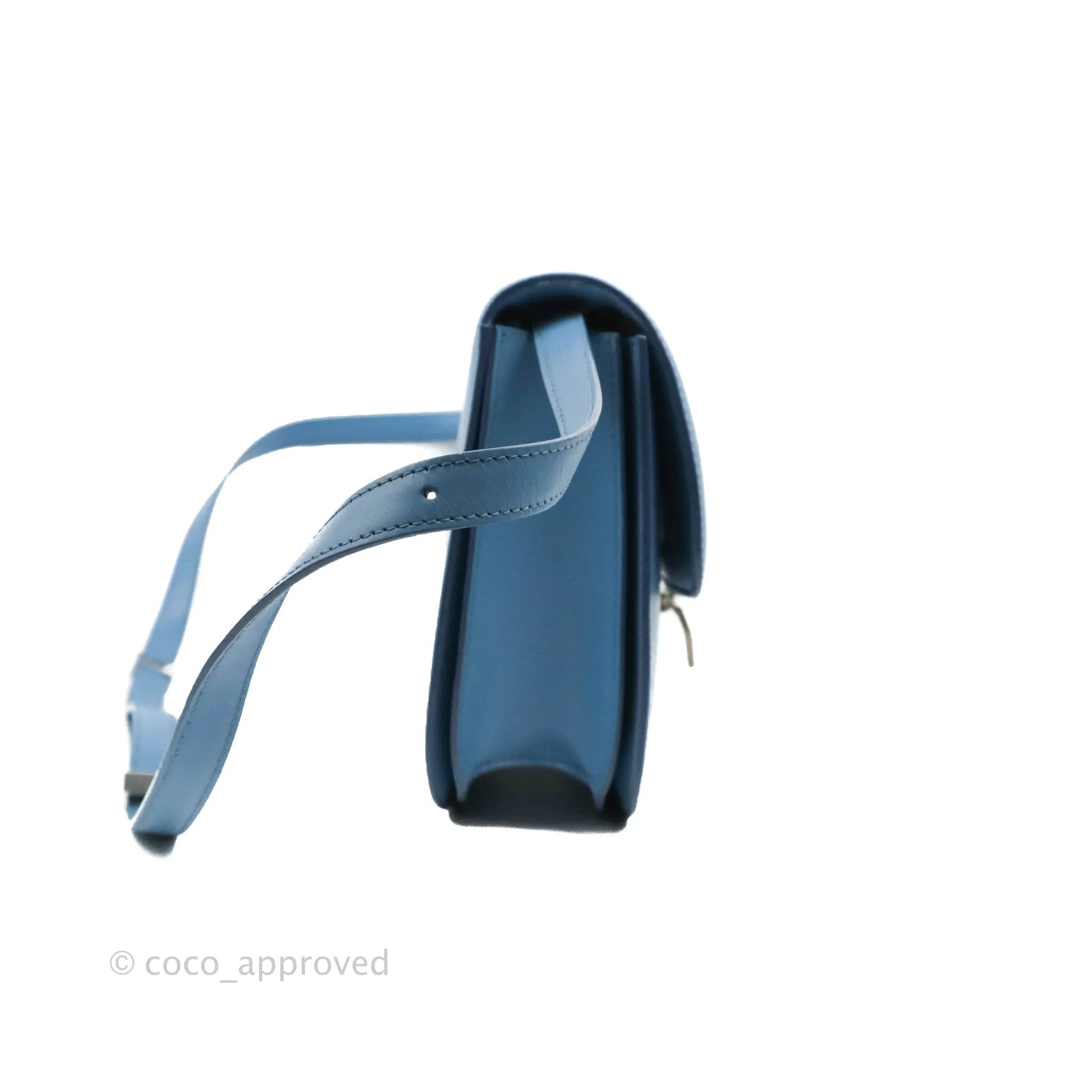 Celine Medium Classic Box Flap Blue Calfskin Silver Hardware