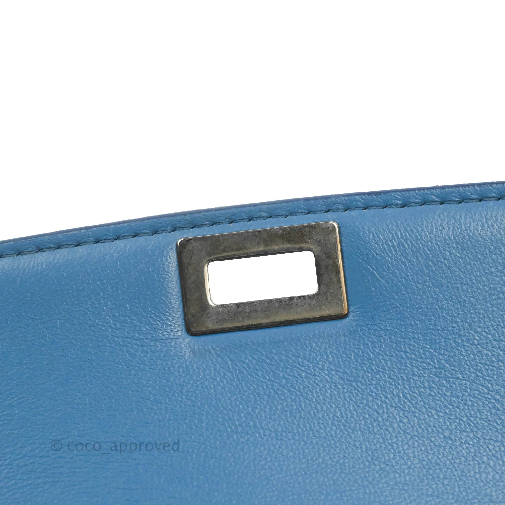 Celine Medium Classic Box Flap Blue Calfskin Silver Hardware