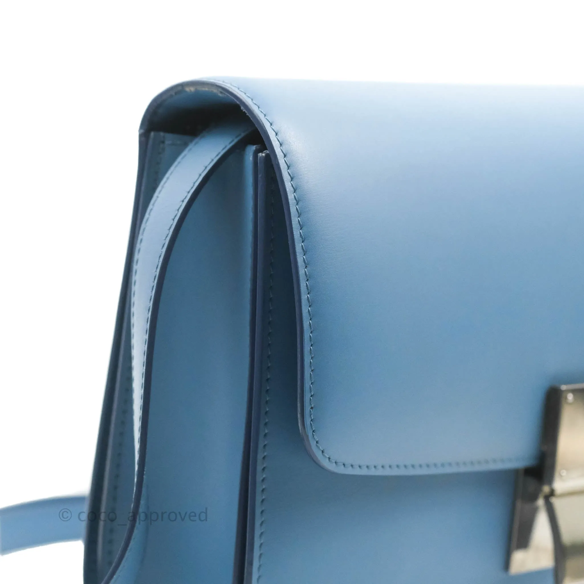 Celine Medium Classic Box Flap Blue Calfskin Silver Hardware