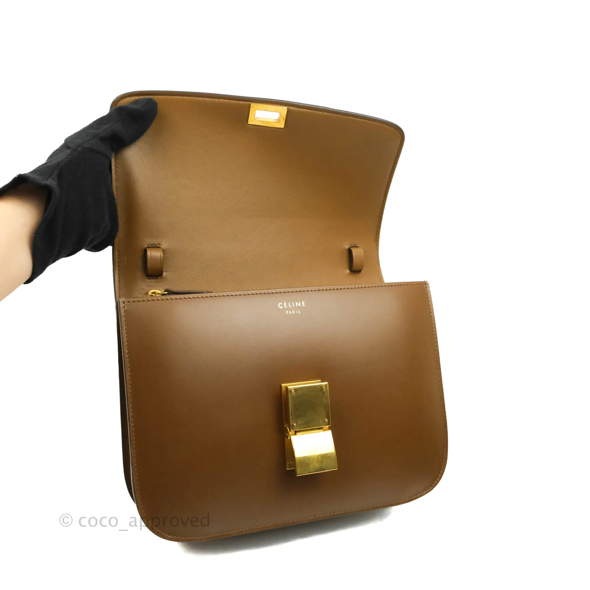 Celine Medium Classic Box Flap Caramel Calfskin
