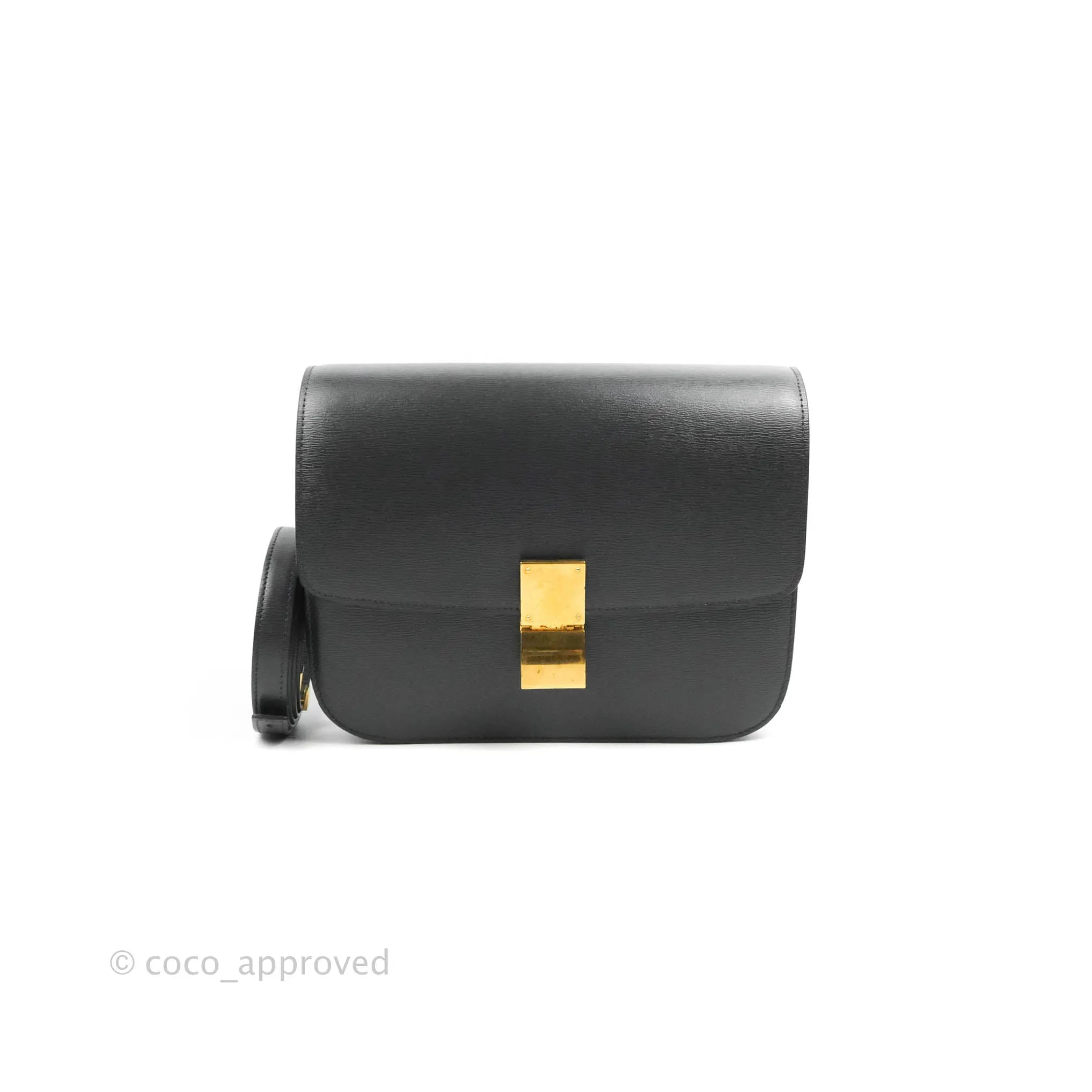 Celine Medium Classic Box Flap Dark Grey Liege Calfskin