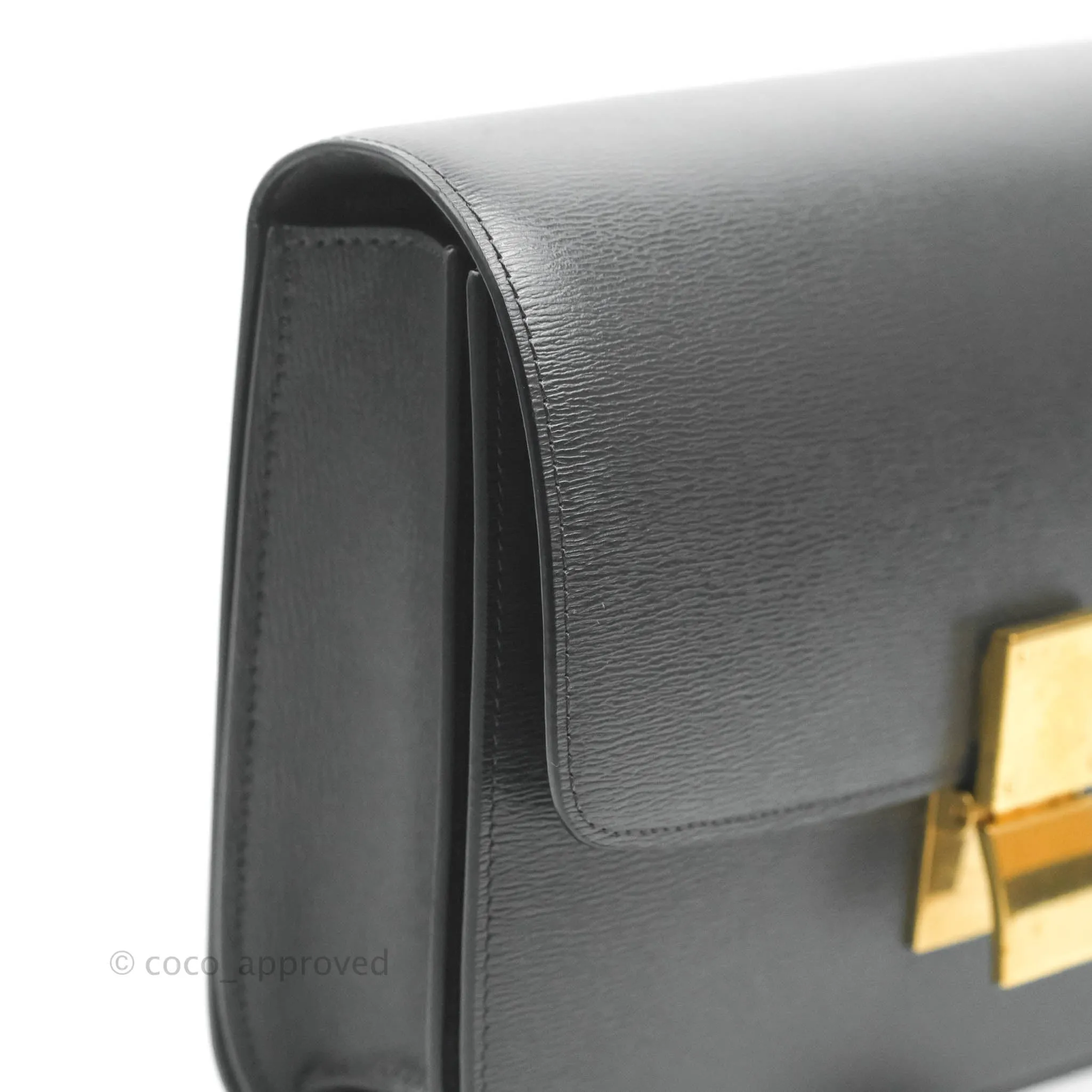 Celine Medium Classic Box Flap Dark Grey Liege Calfskin