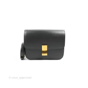 Celine Medium Classic Box Flap Dark Grey Liege Calfskin