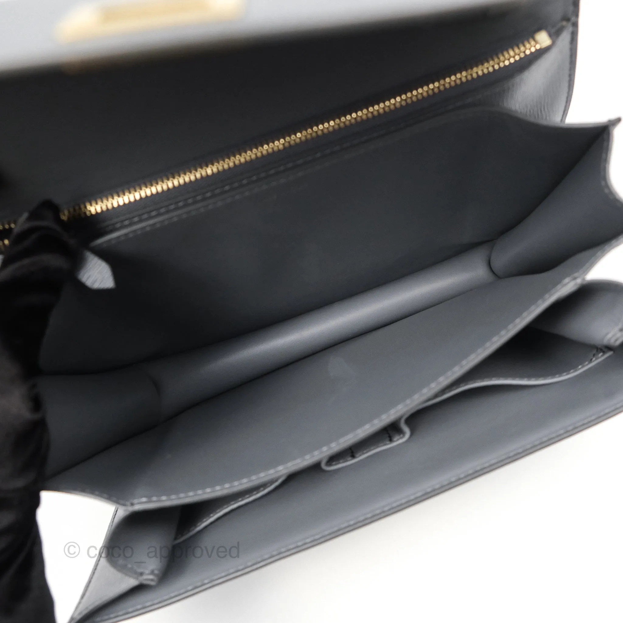 Celine Medium Classic Box Flap Grey Liege Calfskin