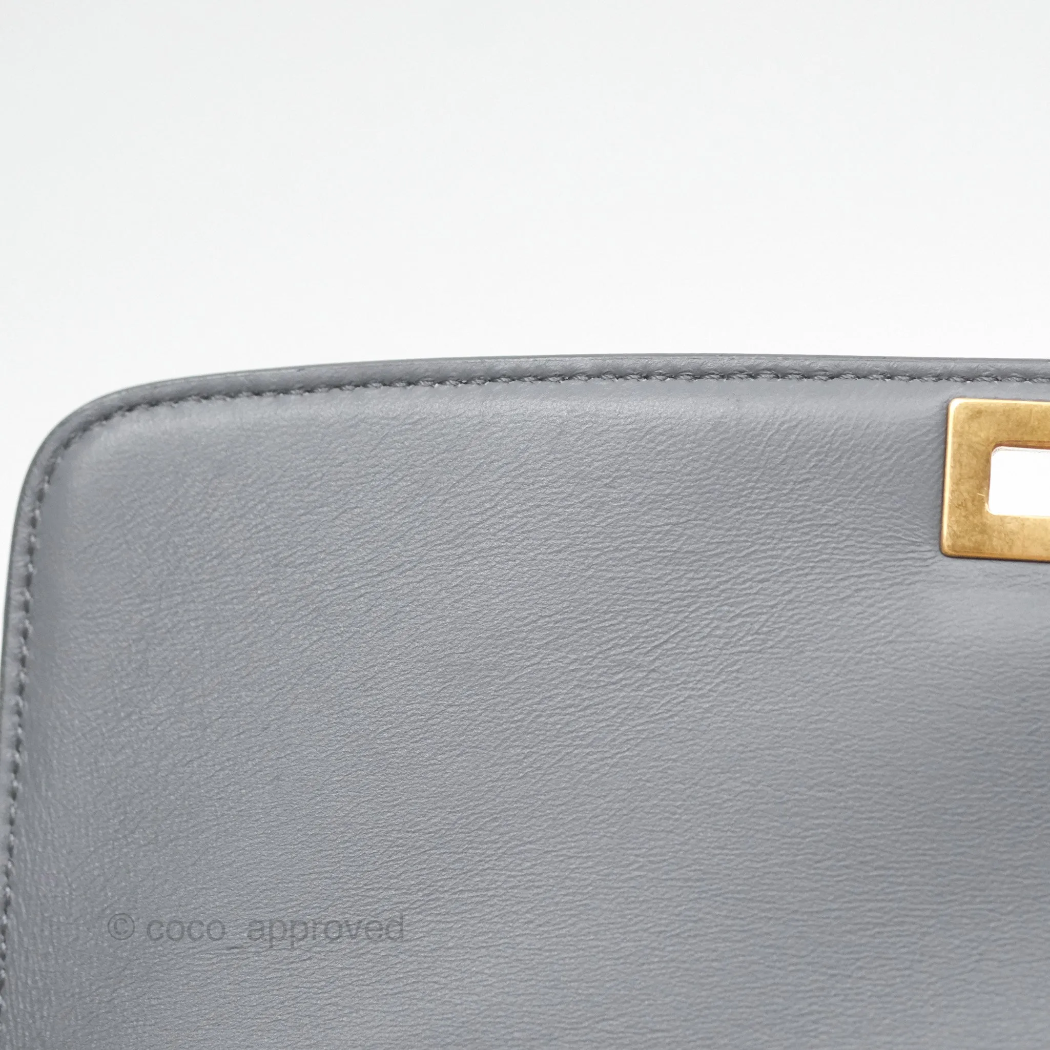 Celine Medium Classic Box Flap Grey Liege Calfskin