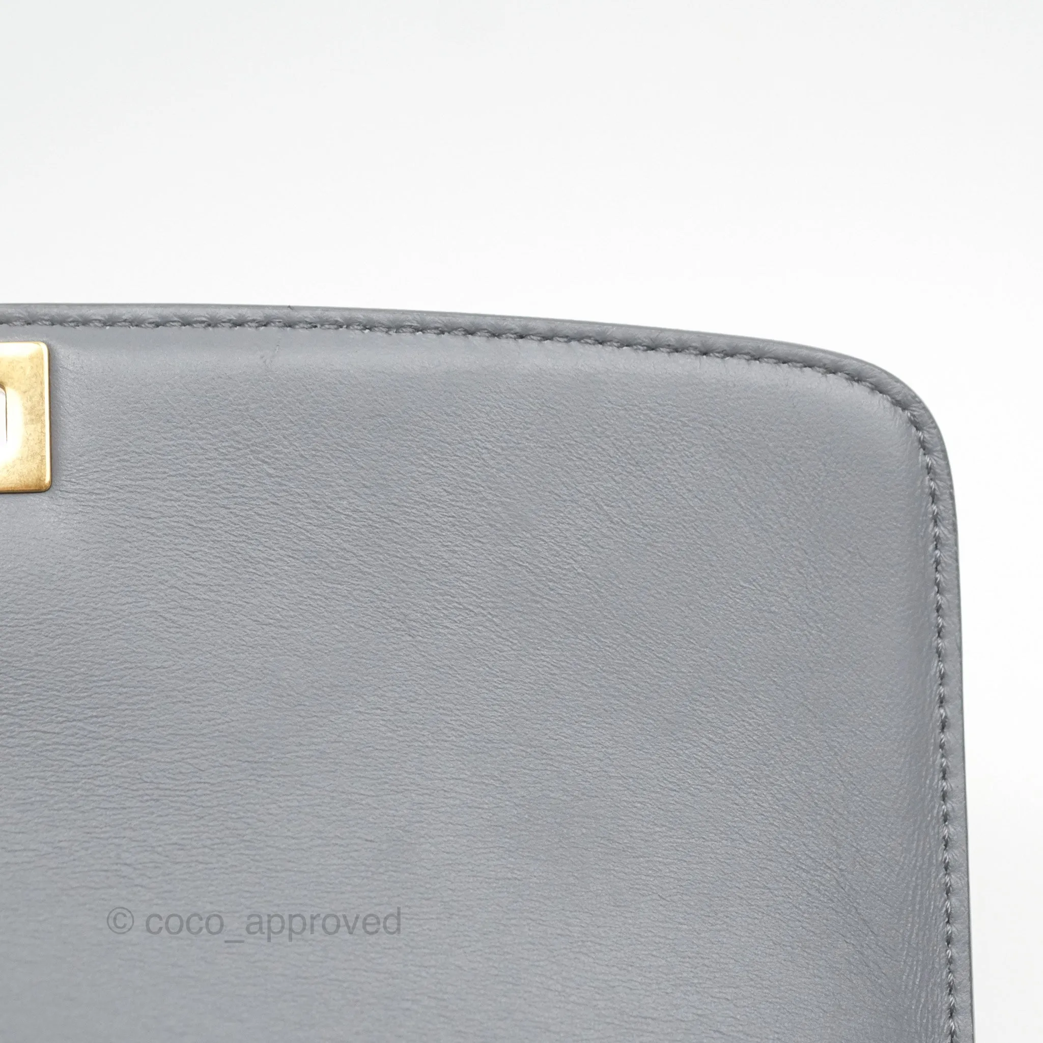 Celine Medium Classic Box Flap Grey Liege Calfskin