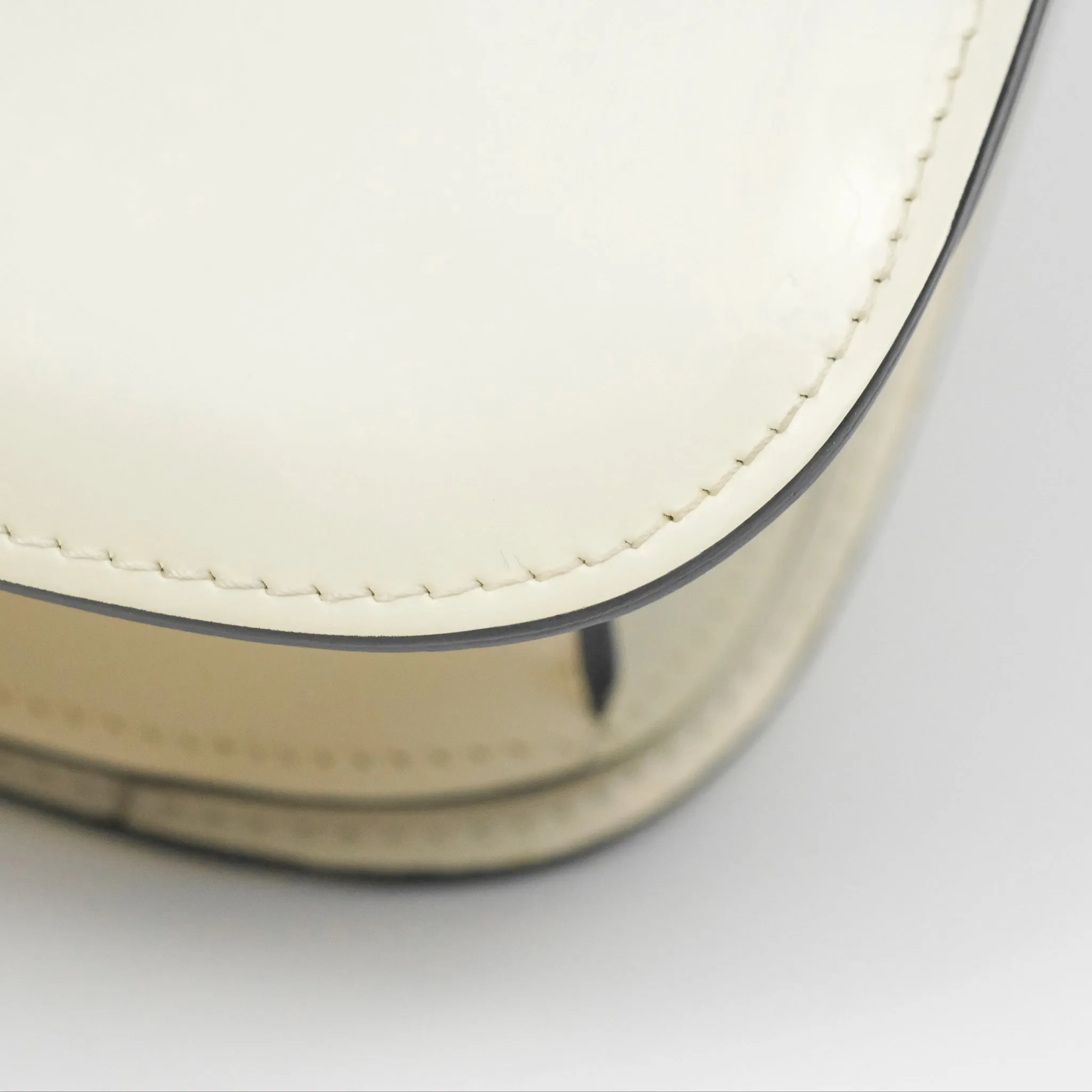Celine Medium Classic Box Flap White Patent Gold Hardware