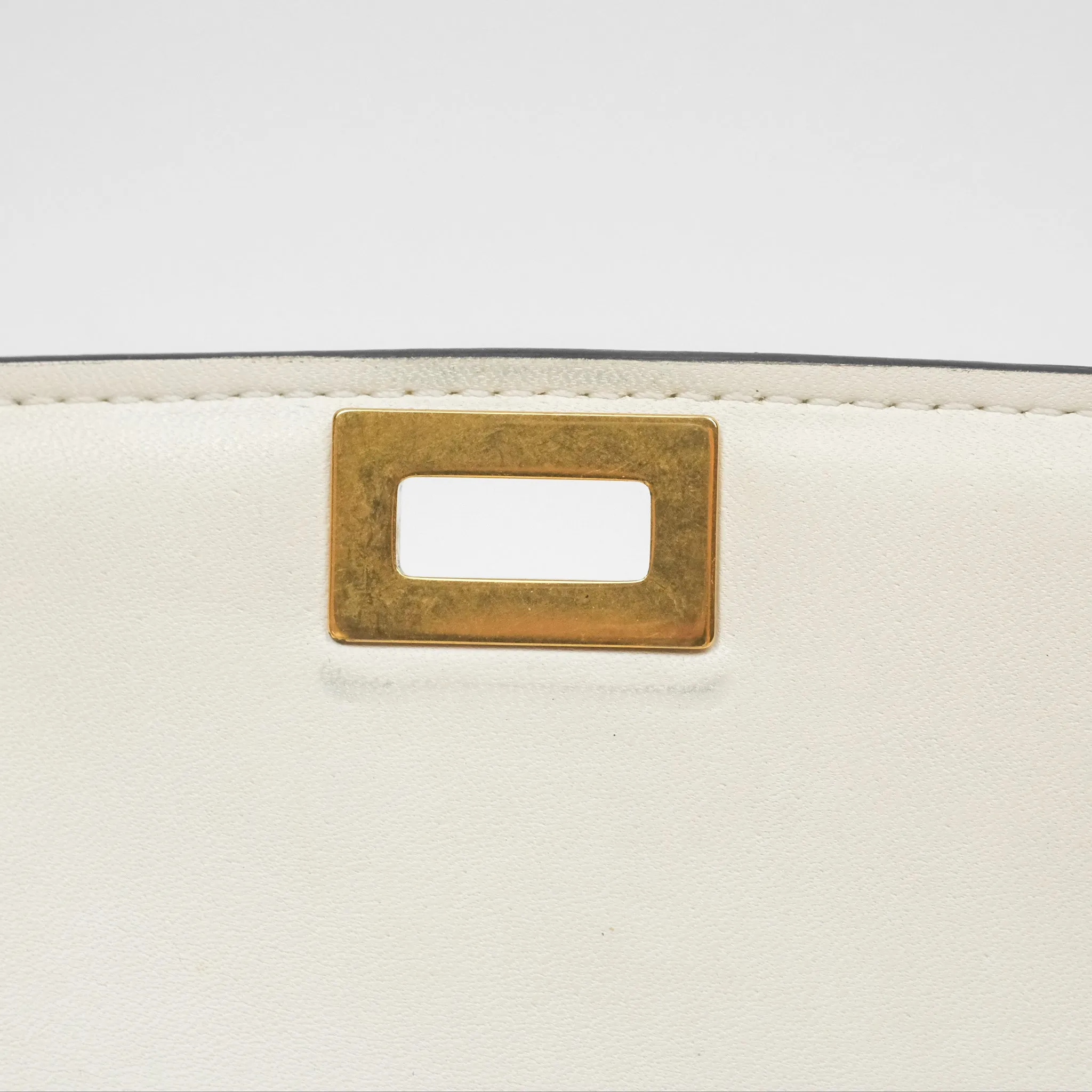 Celine Medium Classic Box Flap White Patent Gold Hardware